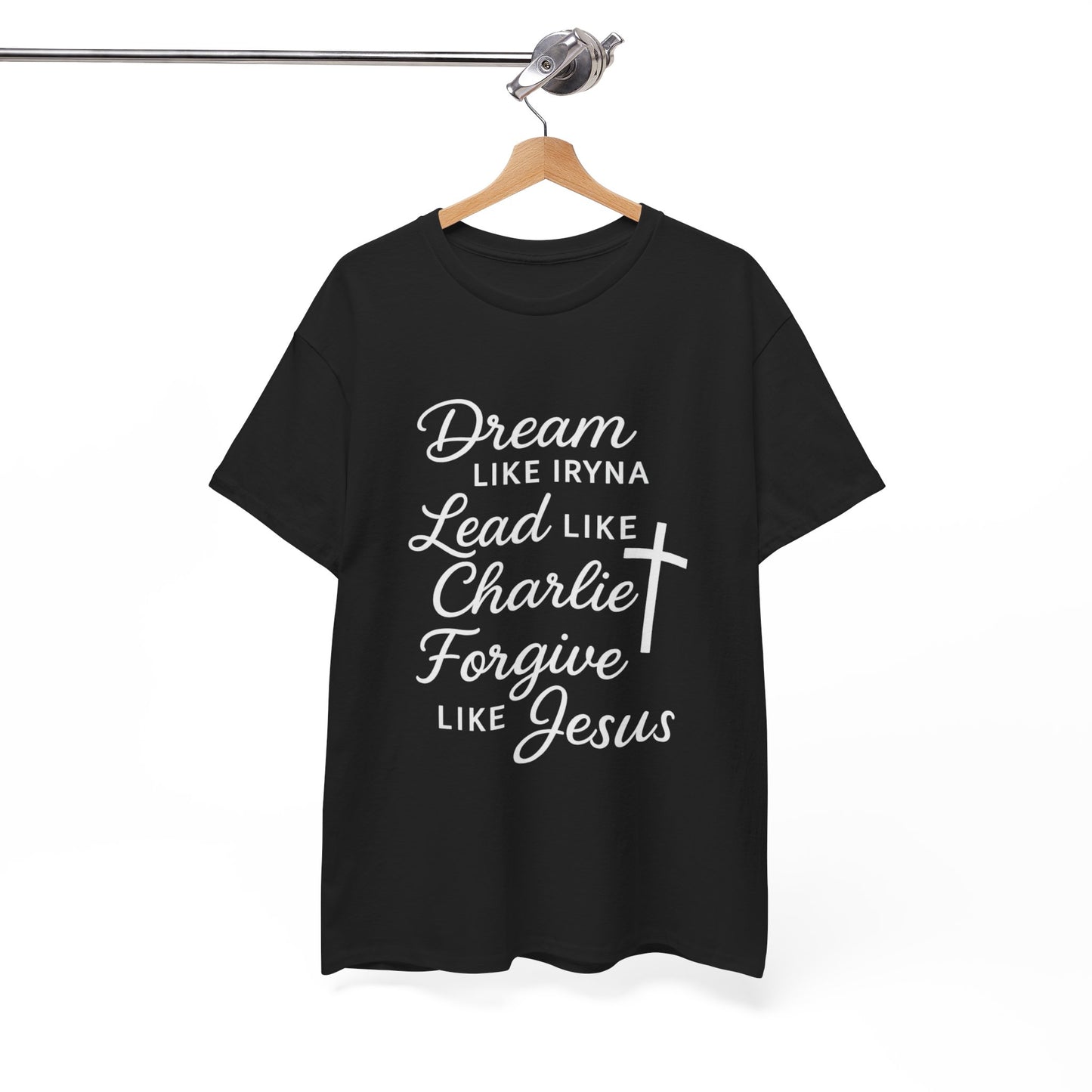 Dream, Lead, Forgive Women's Relaxed Heavy Cotton Tshirt (White Logo)