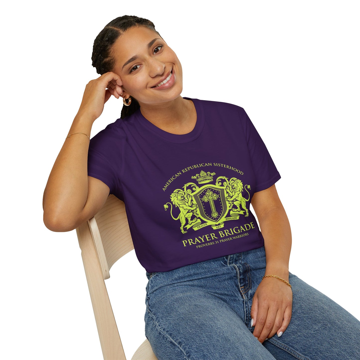 ARS Prayer Brigade Women's Relaxed/Plus Tshirt (Chartreuse Logo)