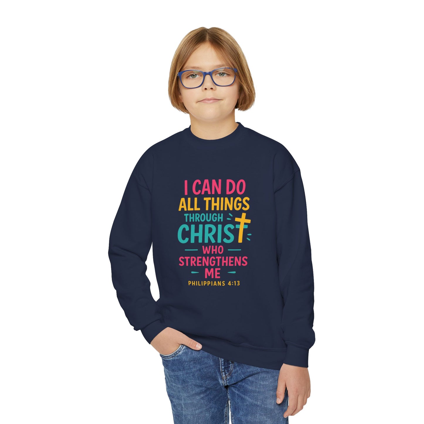 "I Can Do All Things Through Christ" Bible Verse Girls Sweatshirt