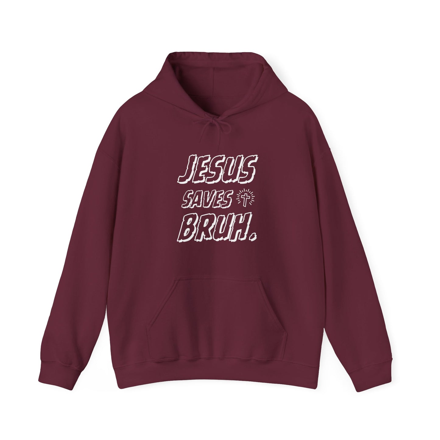 Jesus Saves Bruh Men's Hoodie (White Logo) - Sweet Baby Jeez Teez