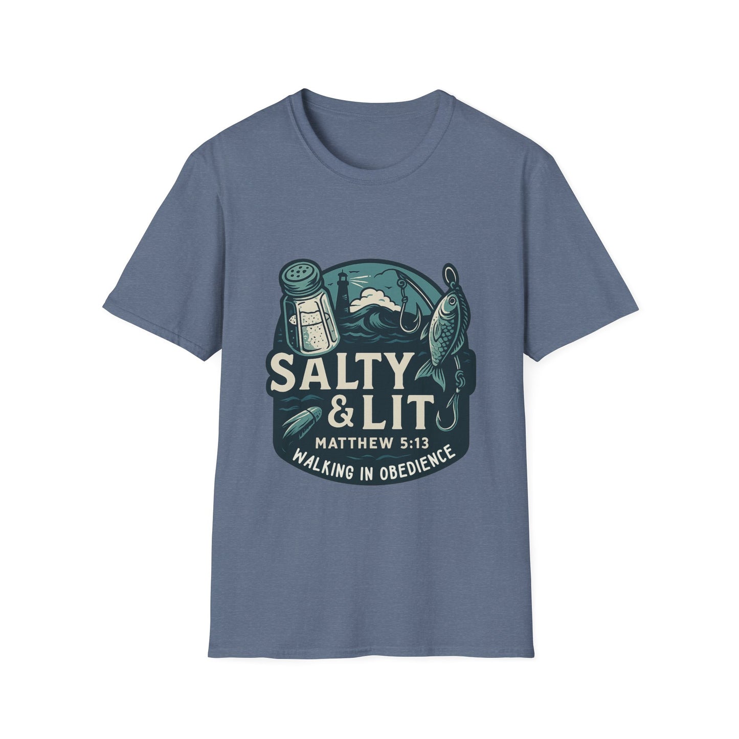 'Salty & Lit" Matthew 5:13 Bible Verse Christian Softstyle Tshirt
