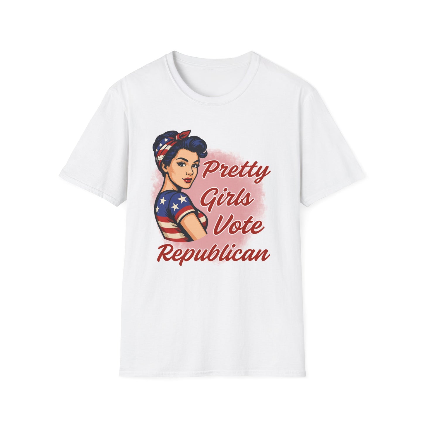 "Pretty Girls Vote Republican" Empowered Women Softstyle T-Shirt Tee (Brunette)