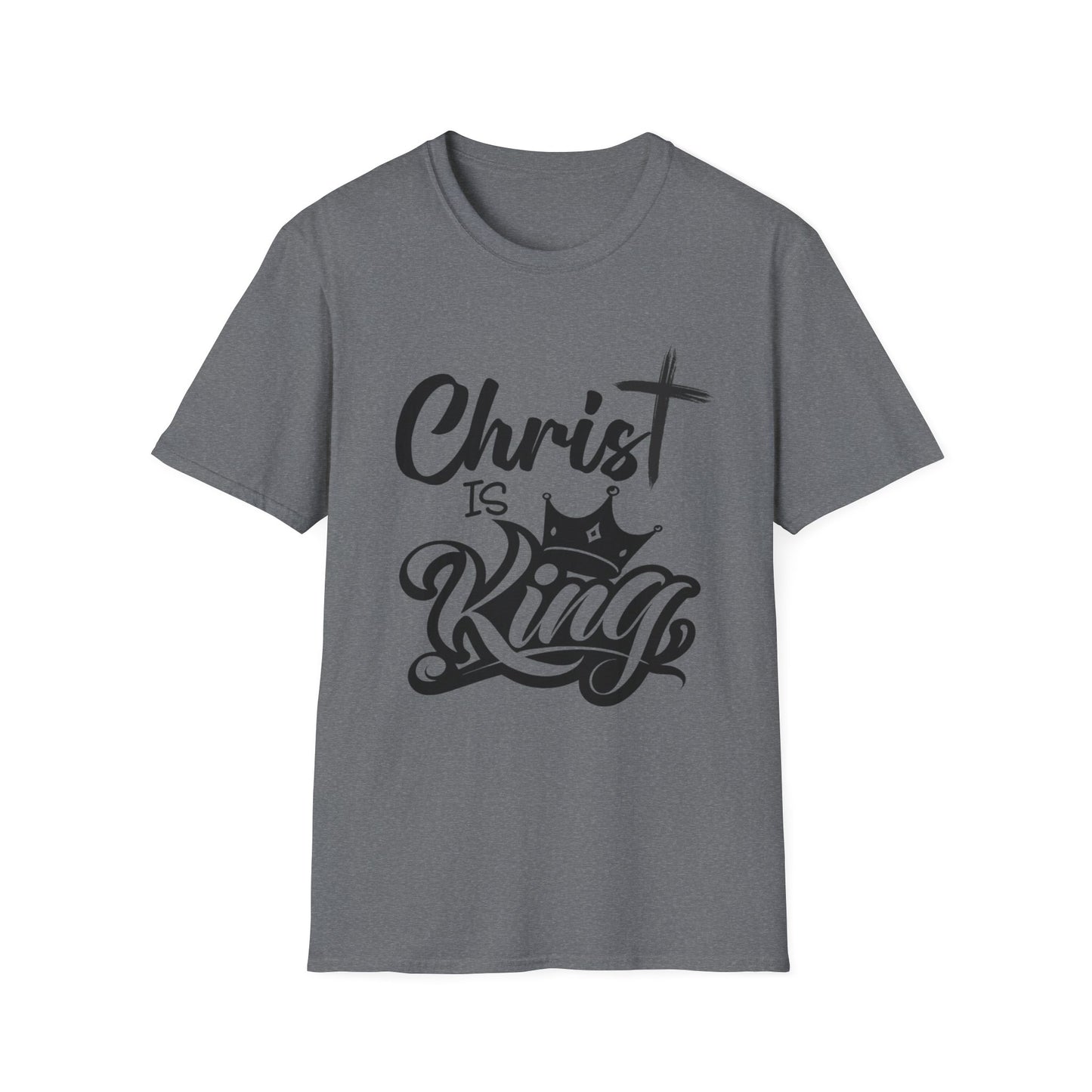 "Christ is King" Unisex Softstyle T-Shirt (Black Logo) - Sweet Baby Jeez Teez