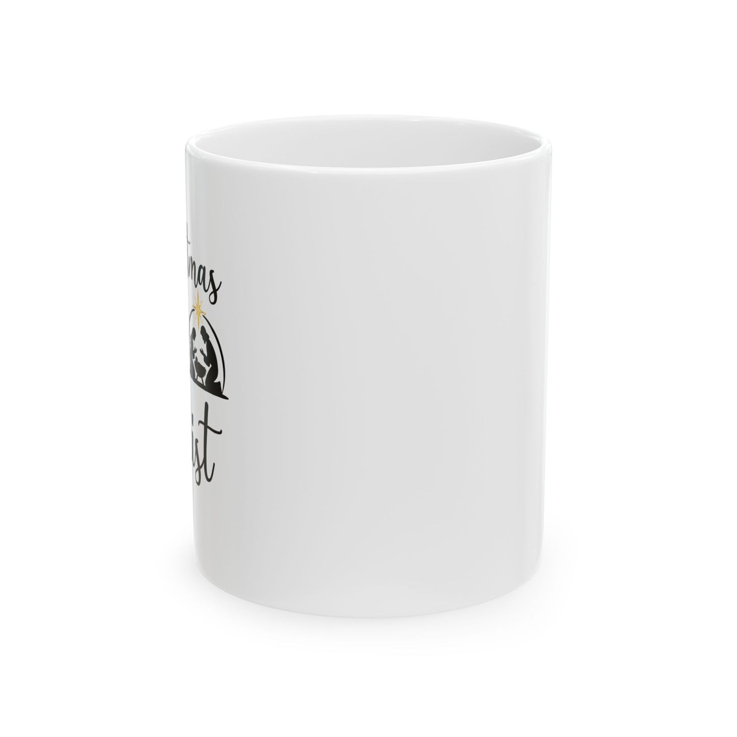 Christmas Begins with Christ Ceramic Mug (Black/Gold Logo) - Sweet Baby Jeez Teez