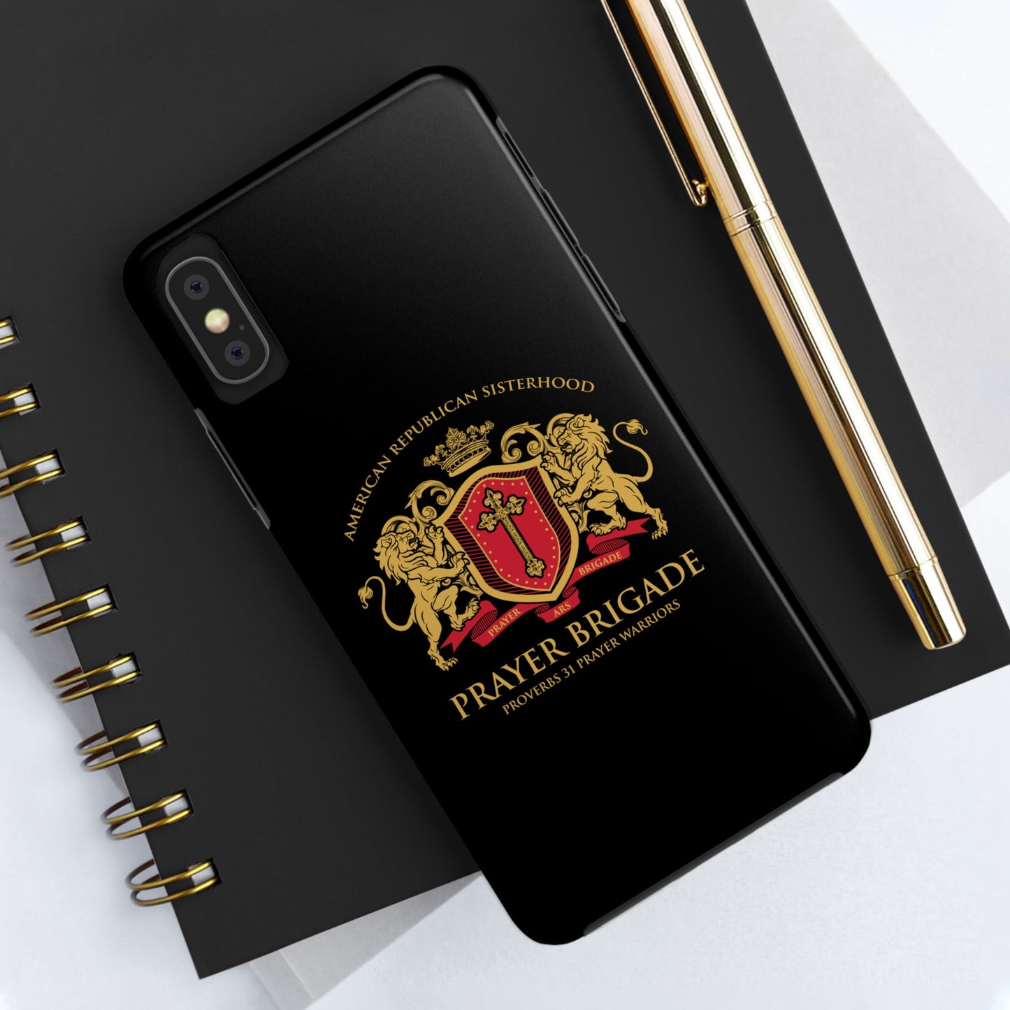 ARS Prayer Brigade Tough Phone Case (Black with Gold/Red Logo)