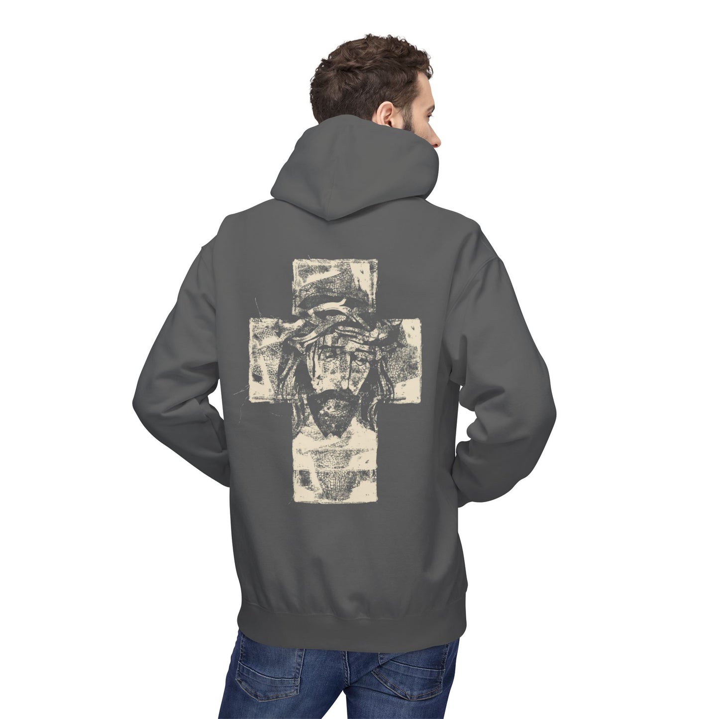 Christ Portrait on Cross Modern Logo Men's Hoodie - Sweet Baby Jeez Teez