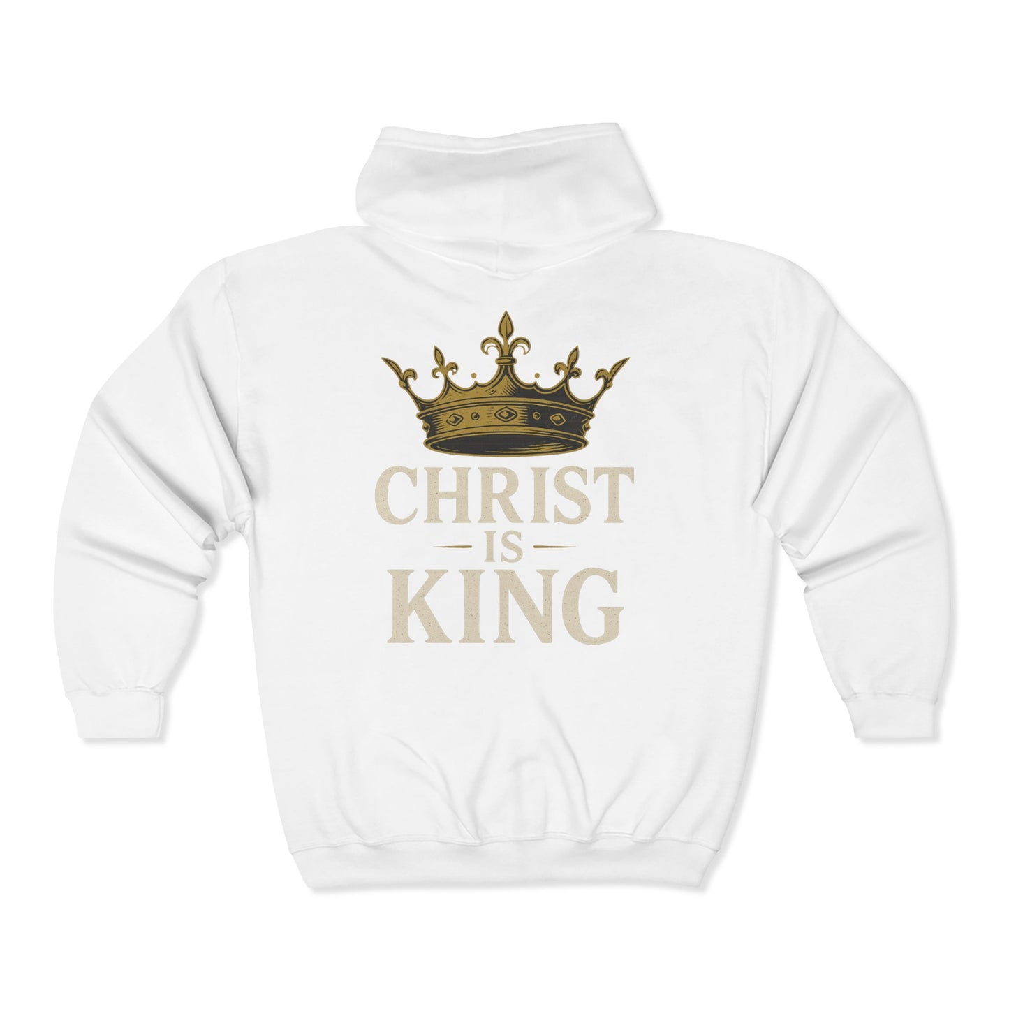 "Christ is King" Unisex Cozy Full-Zip Hoodie (Back Logo)