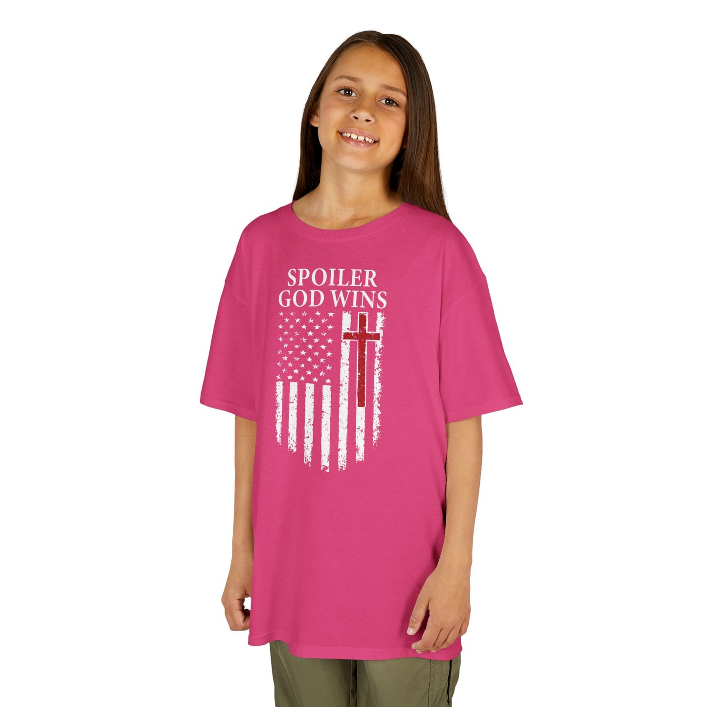 "Spoiler God Wins" Christian Kids Softstyle T-Shirt