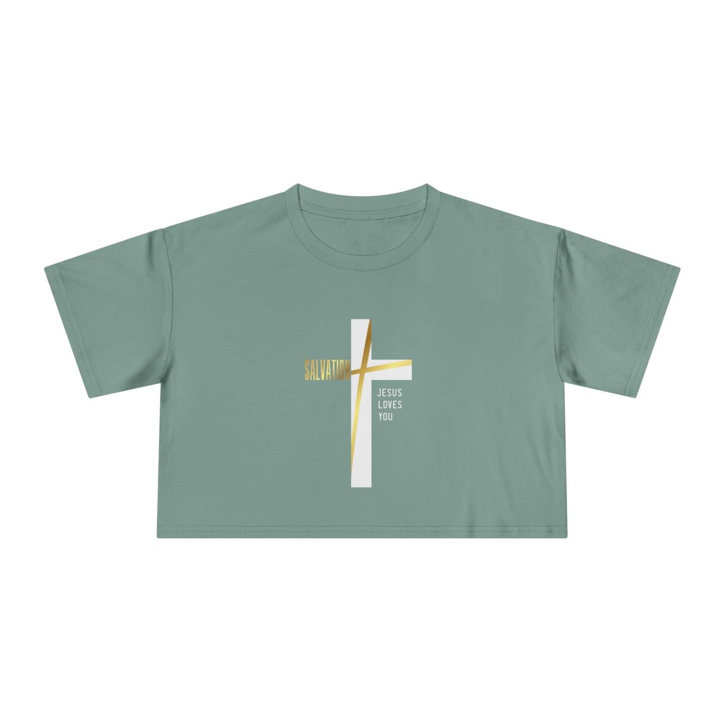 Salvation/Jesus Loves You Faith-Inspired Women's Crop T-Shirt - Sweet Baby Jeez Teez