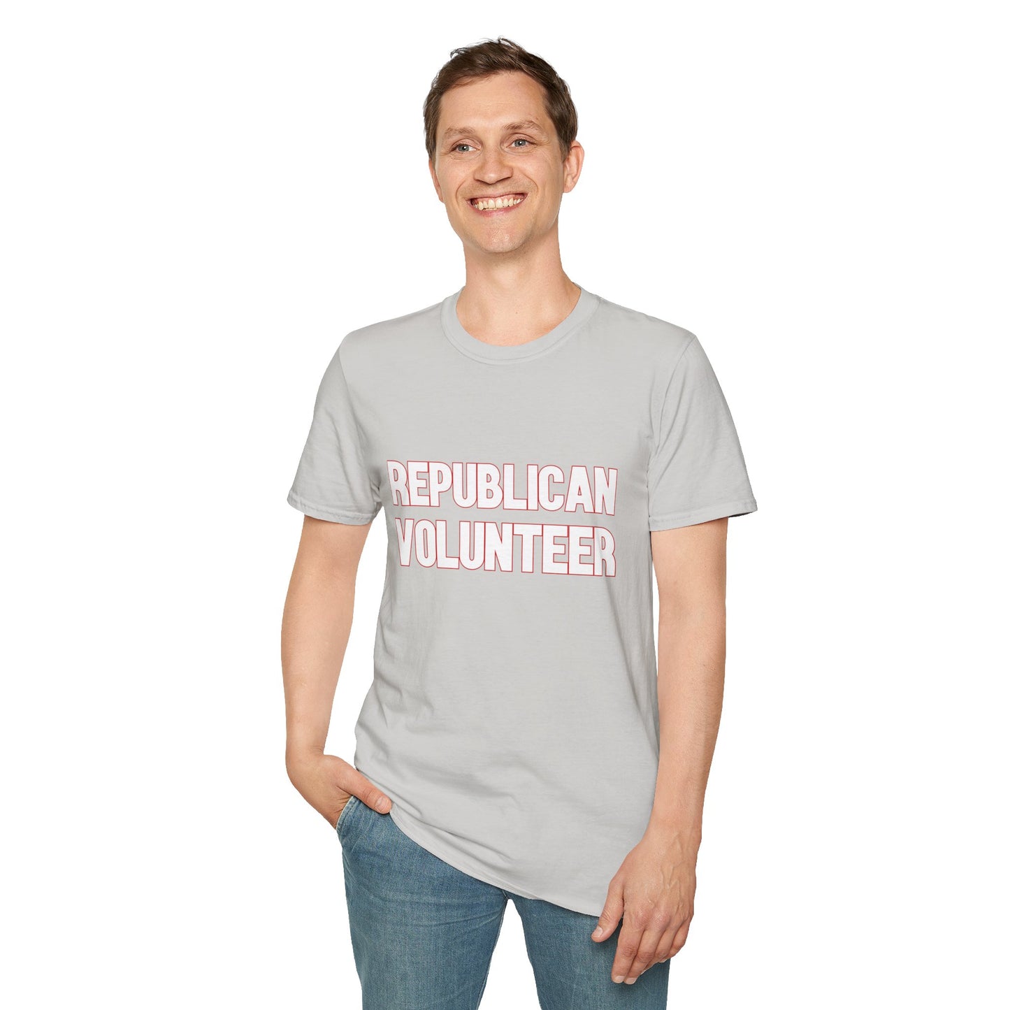 Republican Volunteer Unisex Tshirt (White/Red Logo) - Sweet Baby Jeez Teez
