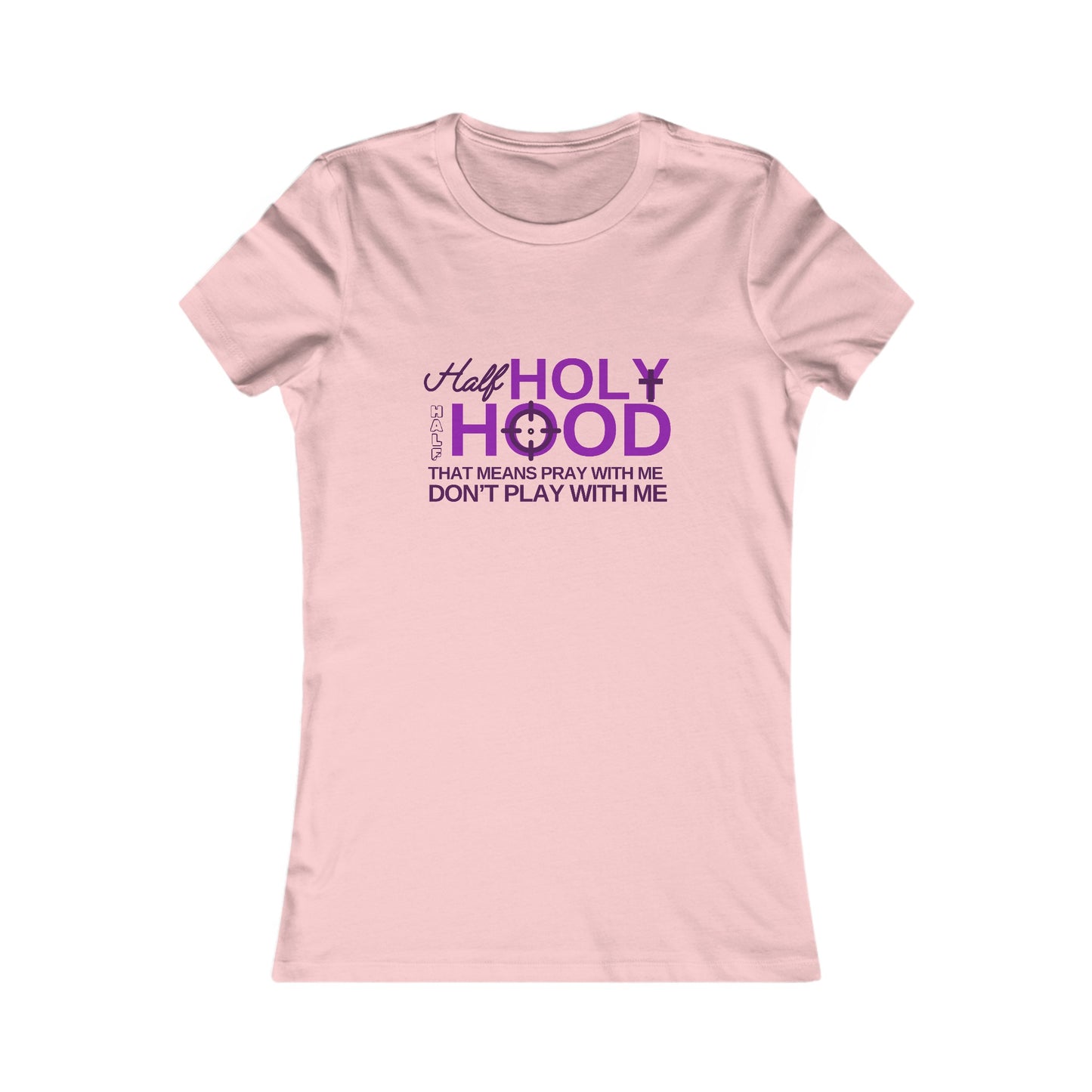 Half Holy Womens Fitted Tshirt (Plum Logo) - Sweet Baby Jeez Teez