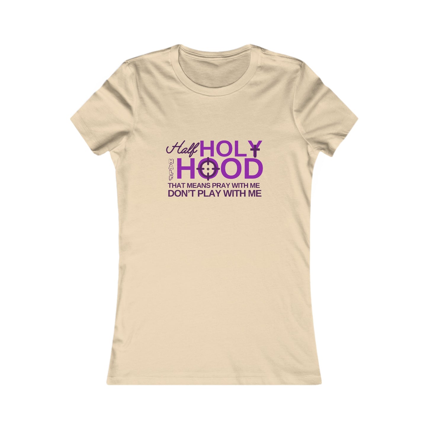 Half Holy Womens Fitted Tshirt (Plum Logo) - Sweet Baby Jeez Teez