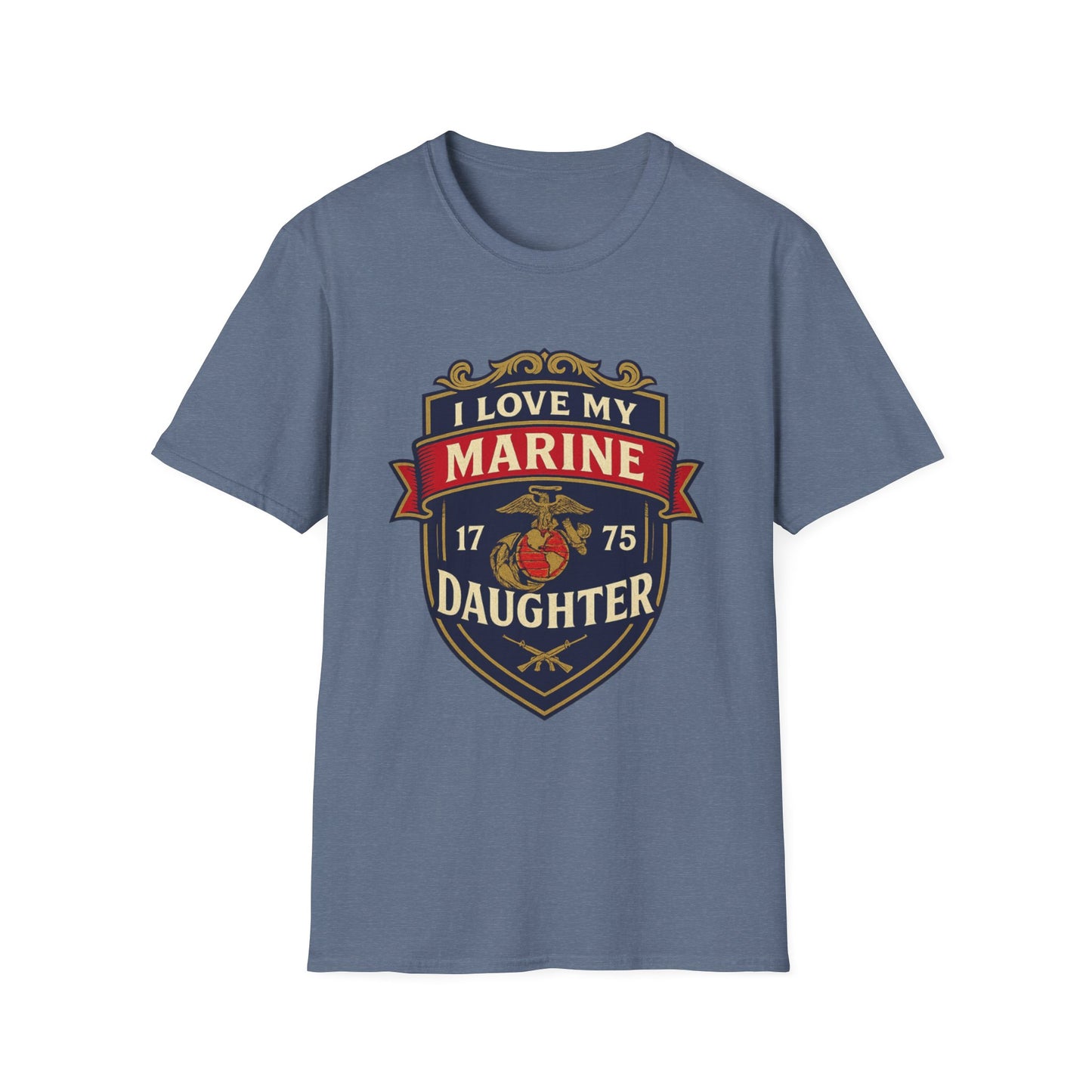 "I Love My Marine Daughter" Military Patriotic Softstyle Tshirt for Marine Parents
