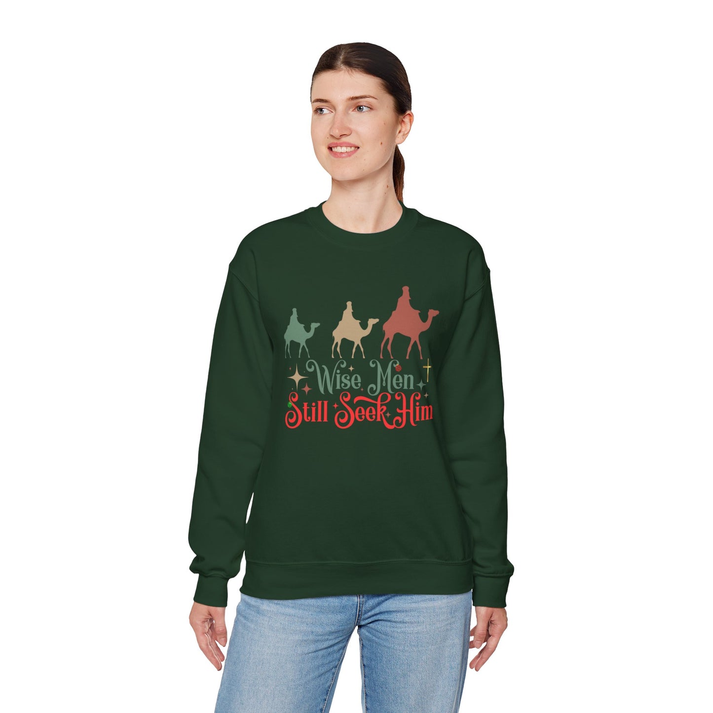 Wise Men Still Seek Him Crewneck Sweatshirt - Christmas Gift, Faith Sweatshirt, Biblical Inspiration, Jesus is the Reason for the Season - Sweet Baby Jeez Teez