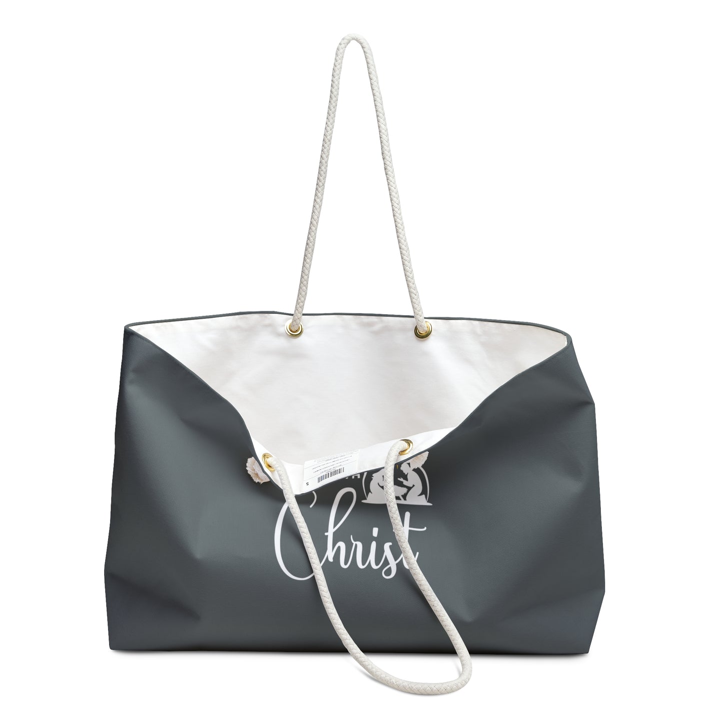Christmas is for Christ Charcoal Weekender Bag (White/Gold Logo) - Sweet Baby Jeez Teez