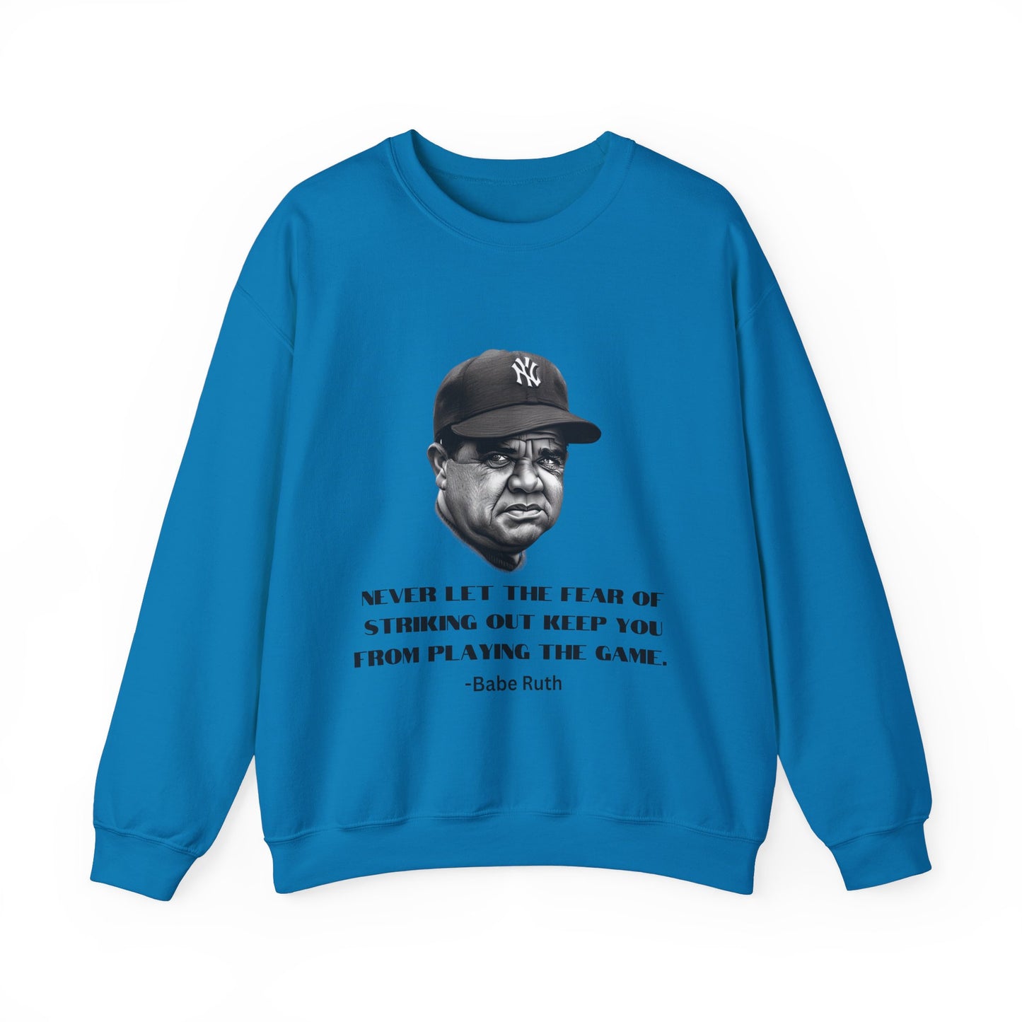 Strike Out Babe Ruth Men's Crewneck Sweatshirt (IW Grayscale Logo) - Sweet Baby Jeez Teez
