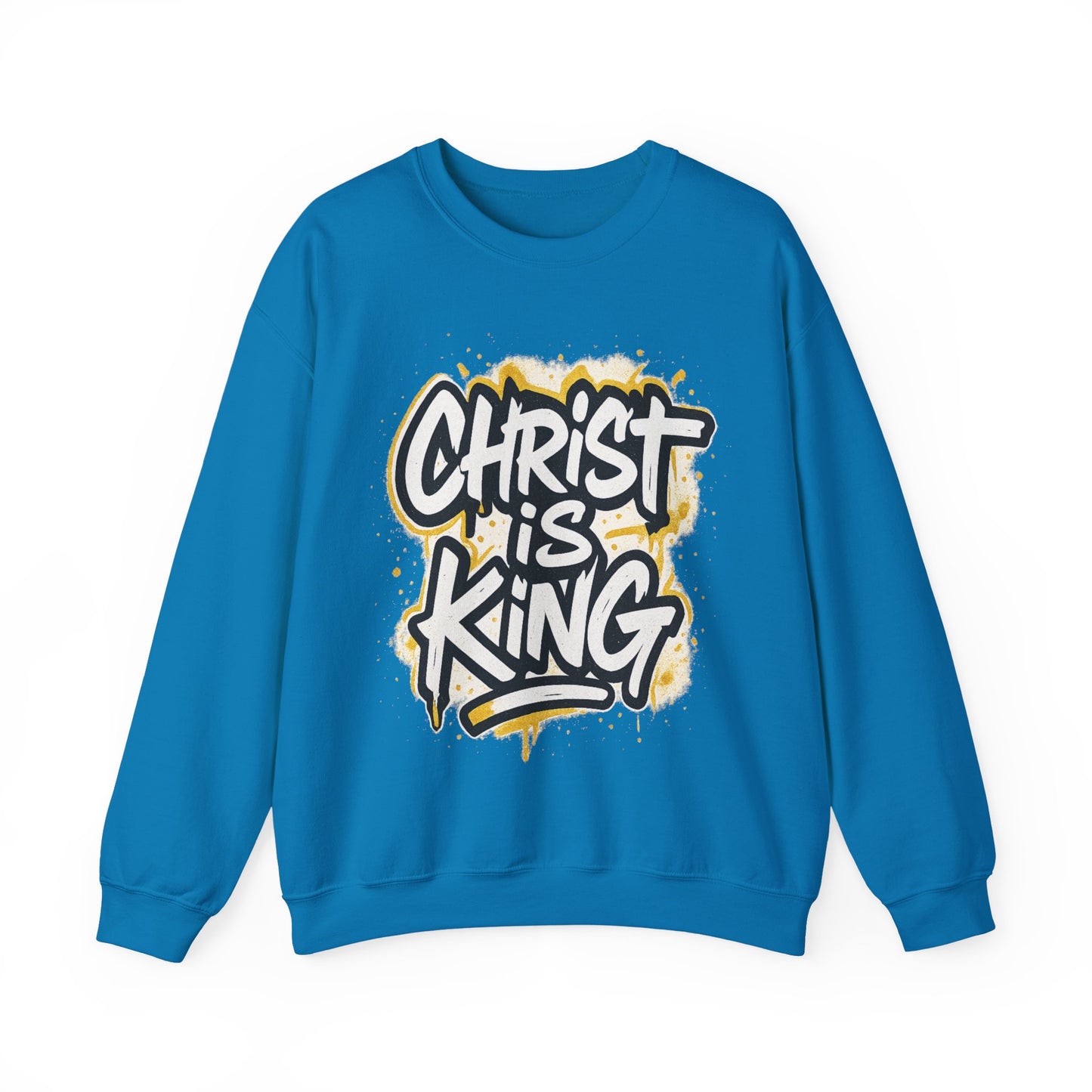Christ is King Men's Crewneck Sweatshirt (White/Gold Logo)