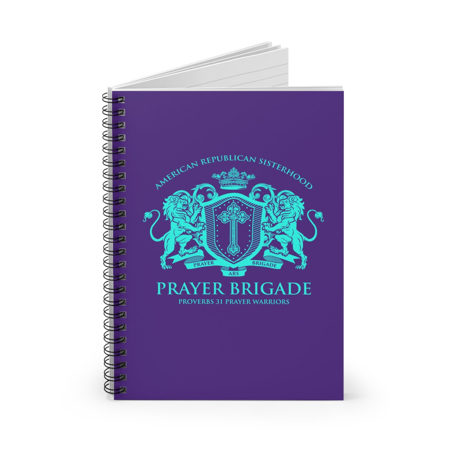 ARS Prayer Brigade Ruled Spiral Notebook (Purple with Aqua Logo)