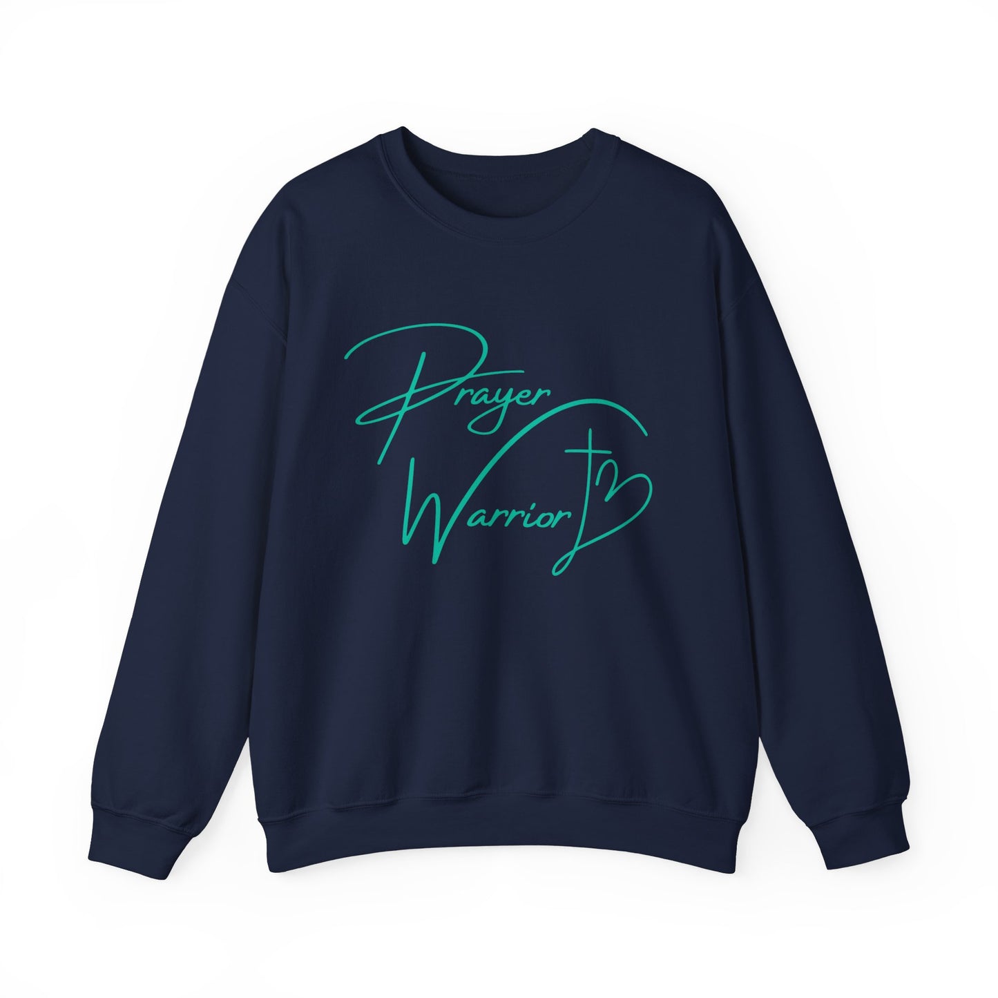 Prayer Warrior Cross Heart Women's Sweatshirt (Teal Logo) - Sweet Baby Jeez Teez