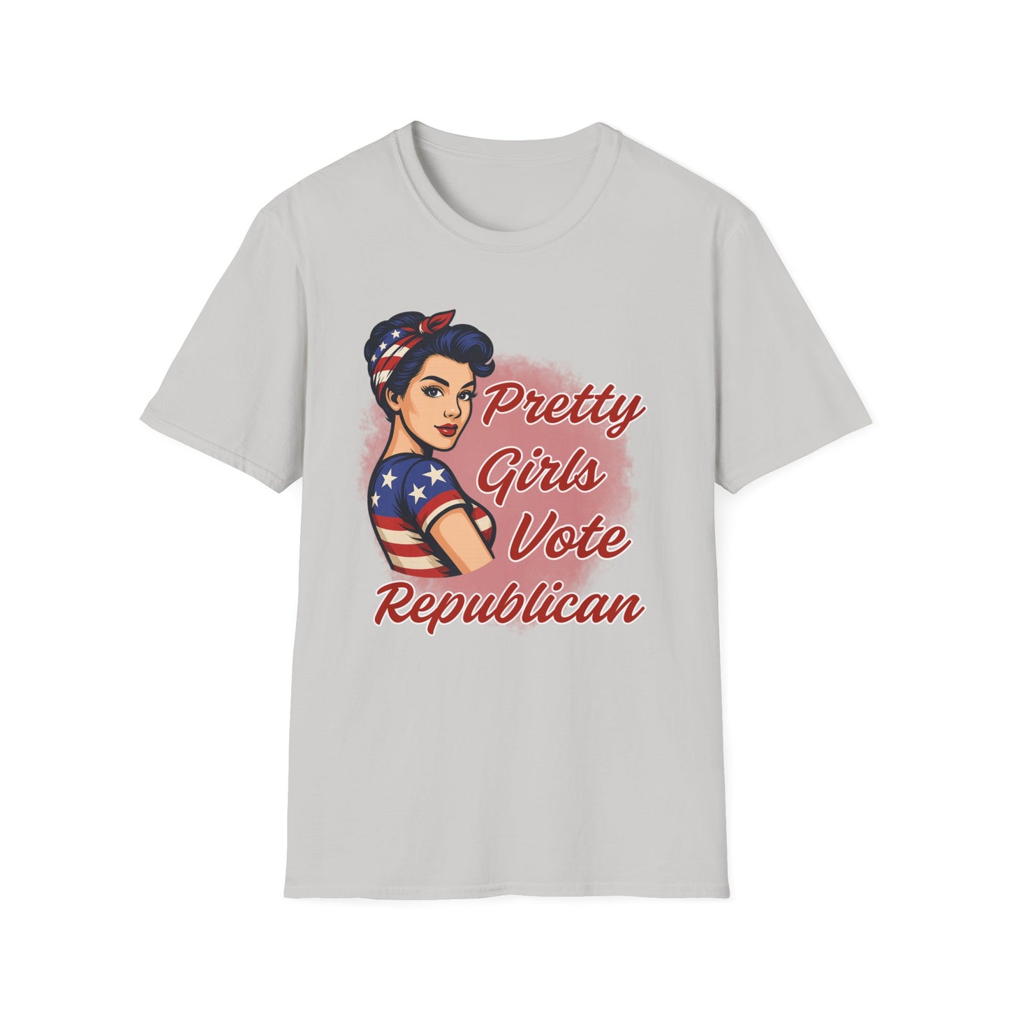 "Pretty Girls Vote Republican" Empowered Women Softstyle T-Shirt Tee (Brunette)