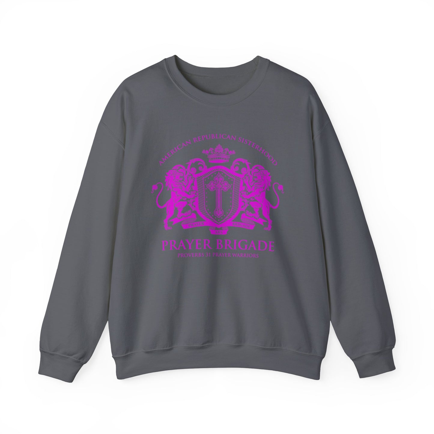 ARS Prayer Brigade Unisex Sweatshirt (Dark Gray with Hot Pink Logo)