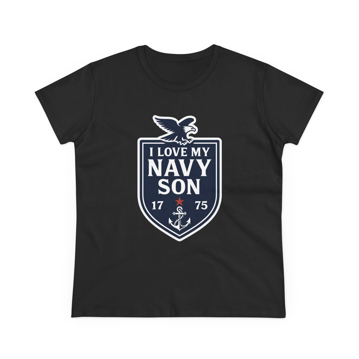 "I Love my Navy Son" Military Pride Patriotic Crest Women's Semi-Fitted Tshirt