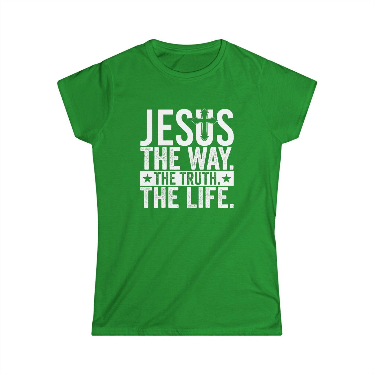 "Jesus The Way, The Truth, The Life" Women's Fitted Tshirt (White Logo) - Sweet Baby Jeez Teez