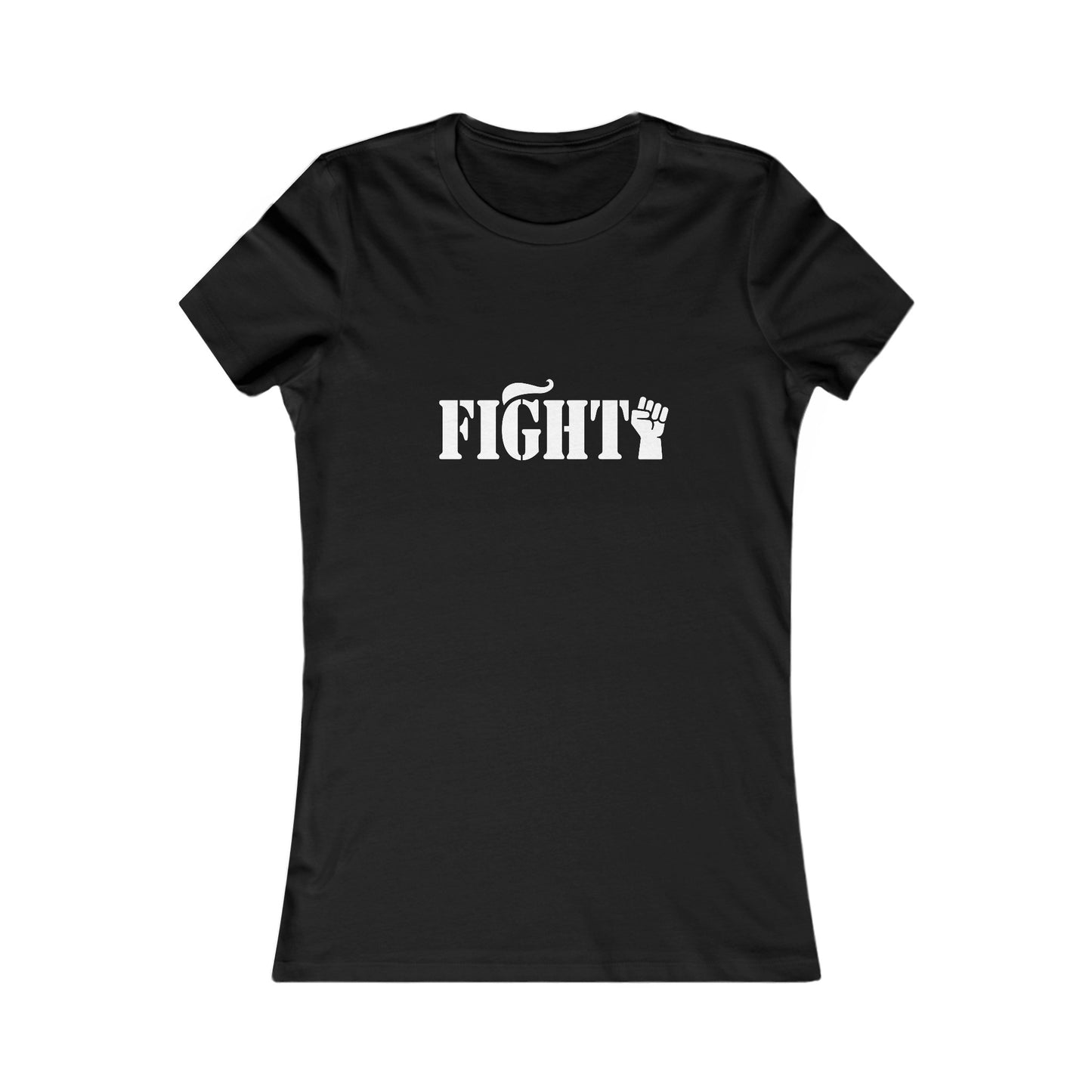 Fight Women's Fitted Tshirt (White Fist Logo) - Sweet Baby Jeez Teez
