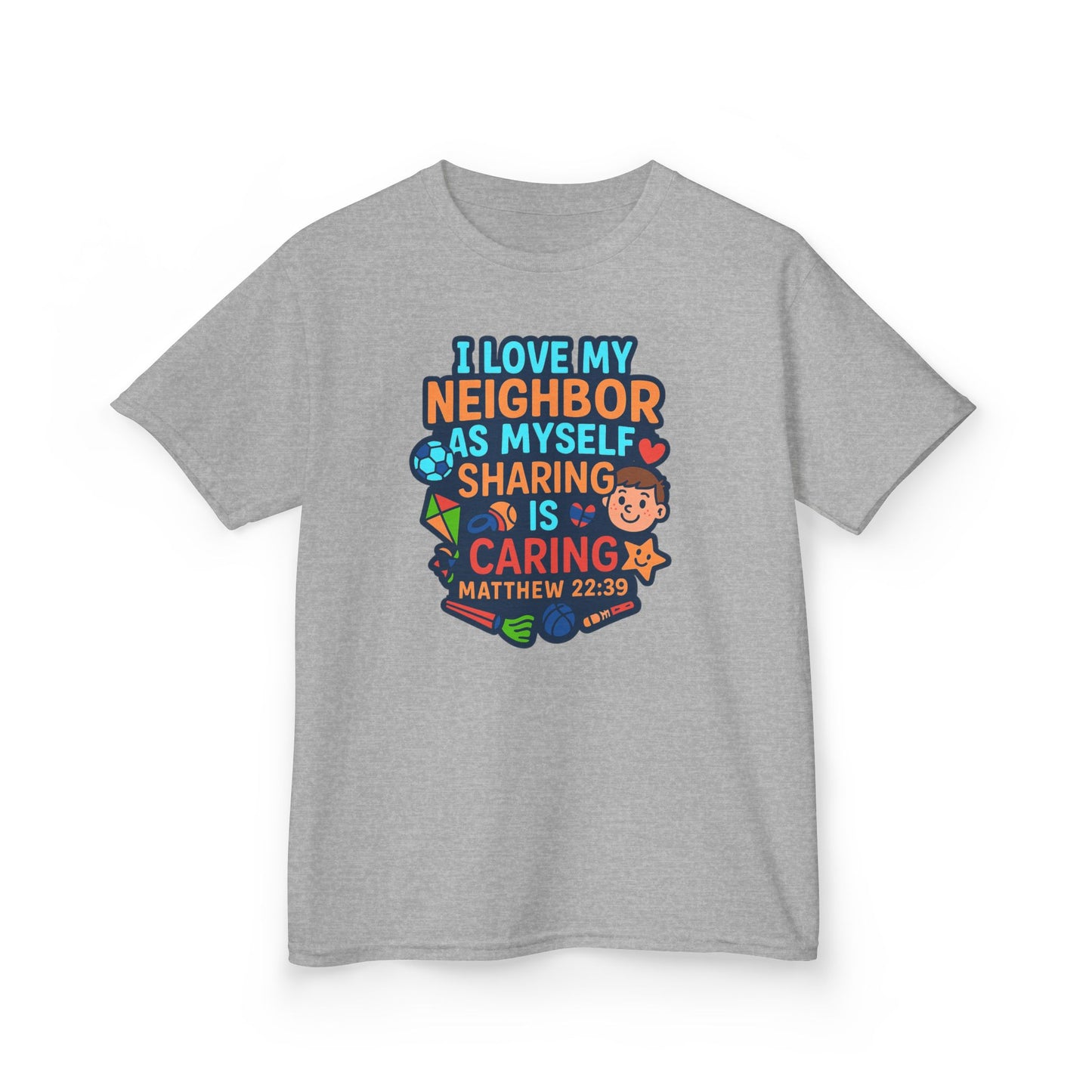 "I Love My Neighbor" Sharing is Caring Christian Boy's Bible Verse Tshirt