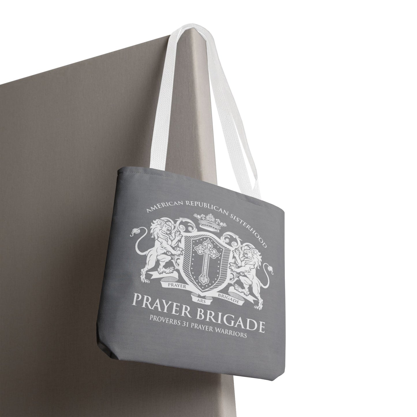 ARS Prayer Brigade Tote Bag (Light Gray with Light Gray Logo)