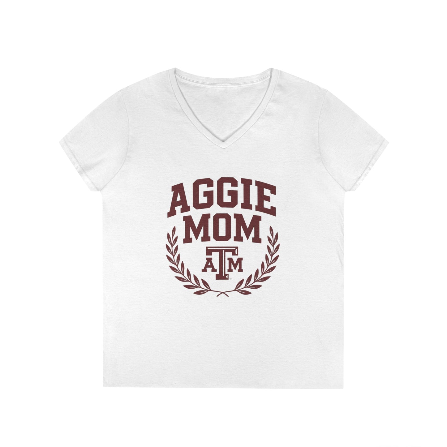 Aggie Mom Texas A&M Women's Semi-Fitted V-Neck T-Shirt - Sweet Baby Jeez Teez