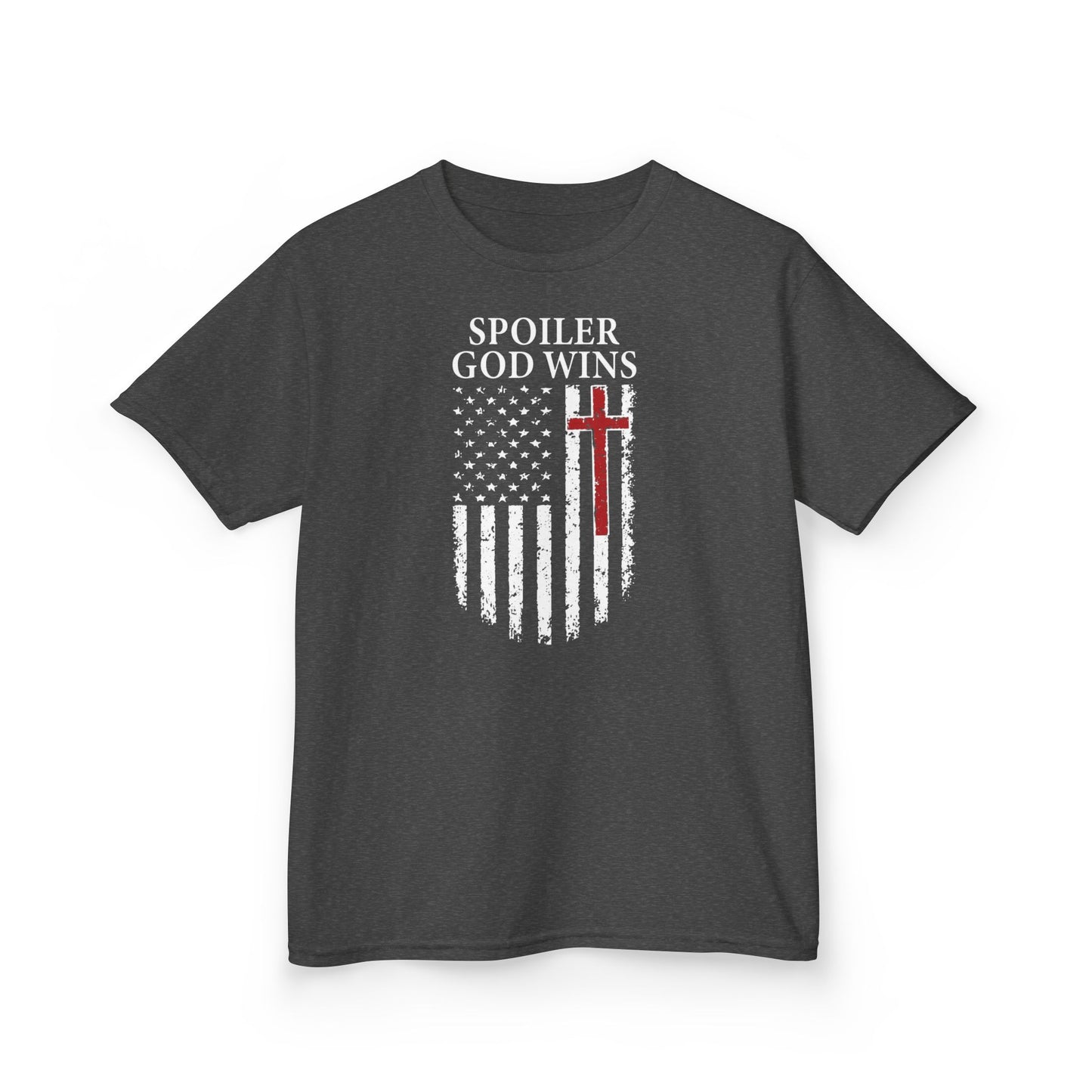 "Spoiler God Wins" Christian Kids Softstyle T-Shirt