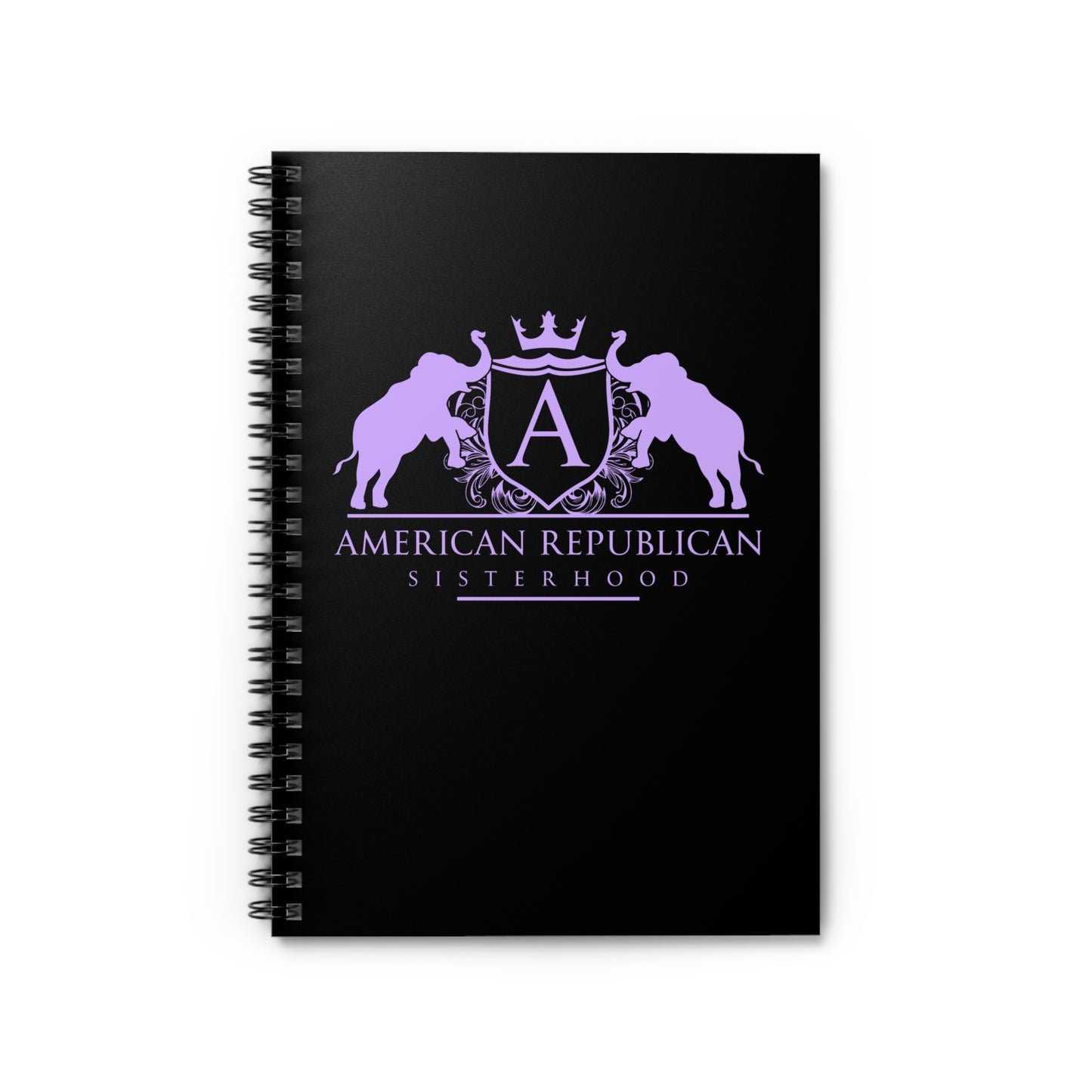 ARS Spiral Ruled Notebook (Black with Lilac Logo)