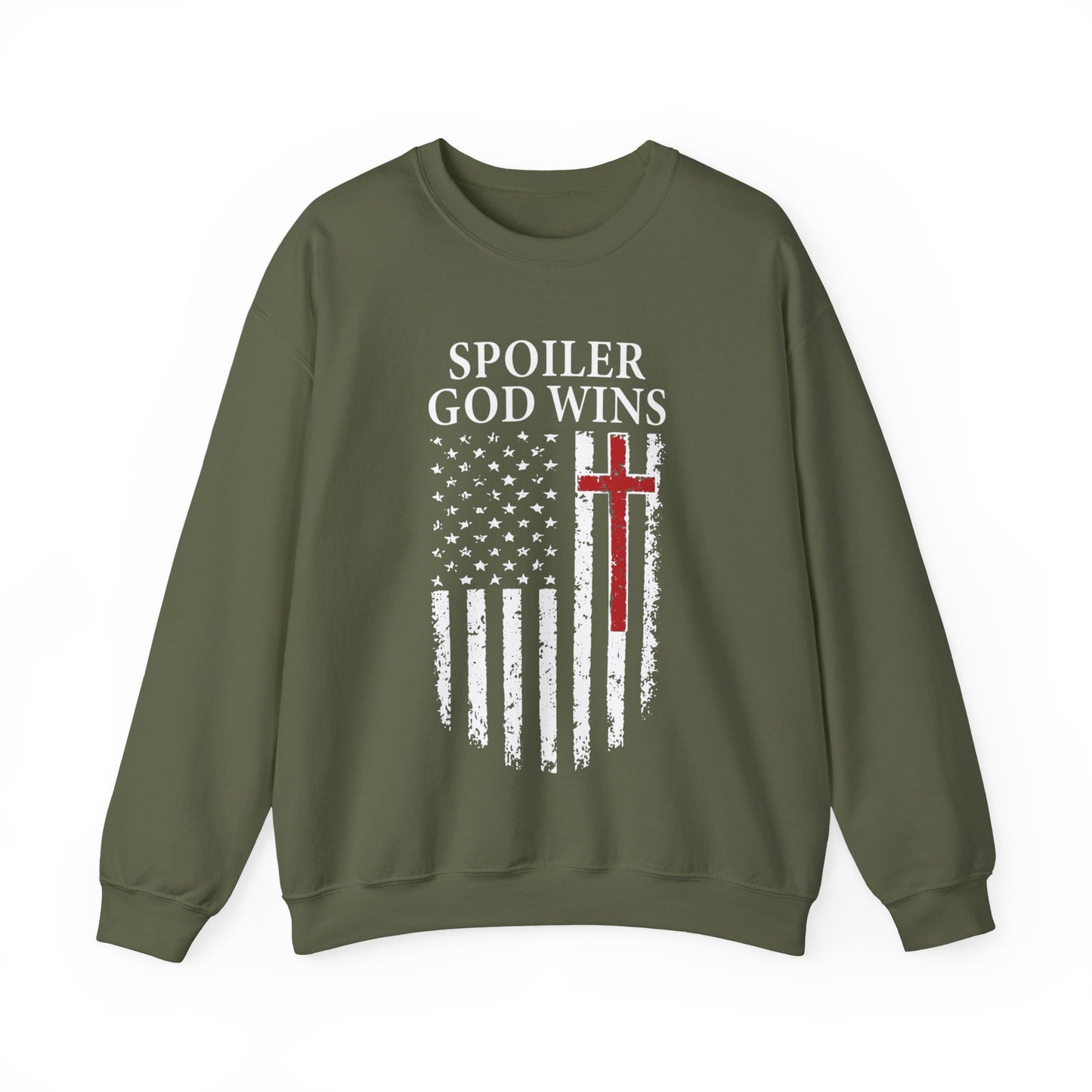 "Spoiler God Wins" Christian Unisex Cozy Sweatshirt