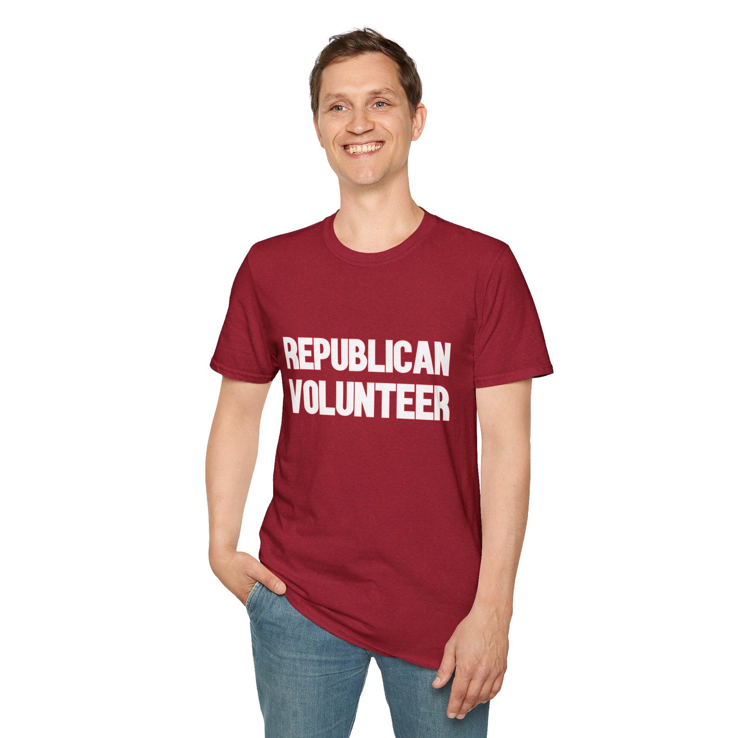 Republican Volunteer Unisex Tshirt (White/Red Logo) - Sweet Baby Jeez Teez