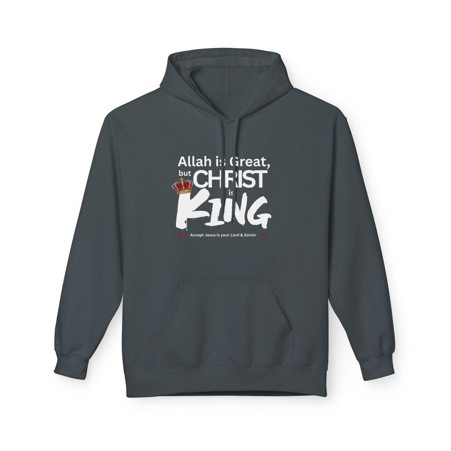 "Christ is King" Cozy Unisex Fleece Hoodie (Great Logo - White) - Sweet Baby Jeez Teez