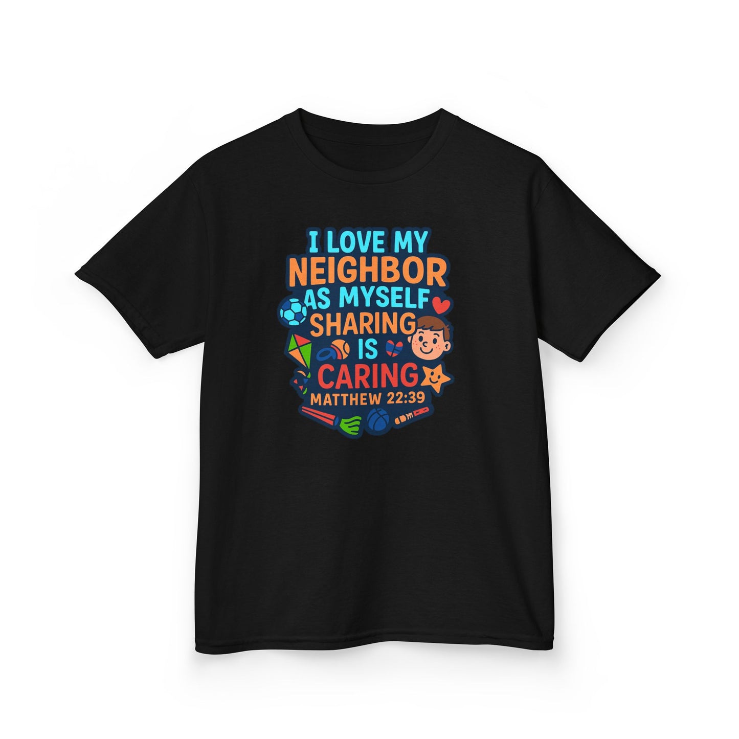 "I Love My Neighbor" Sharing is Caring Christian Boy's Bible Verse Tshirt