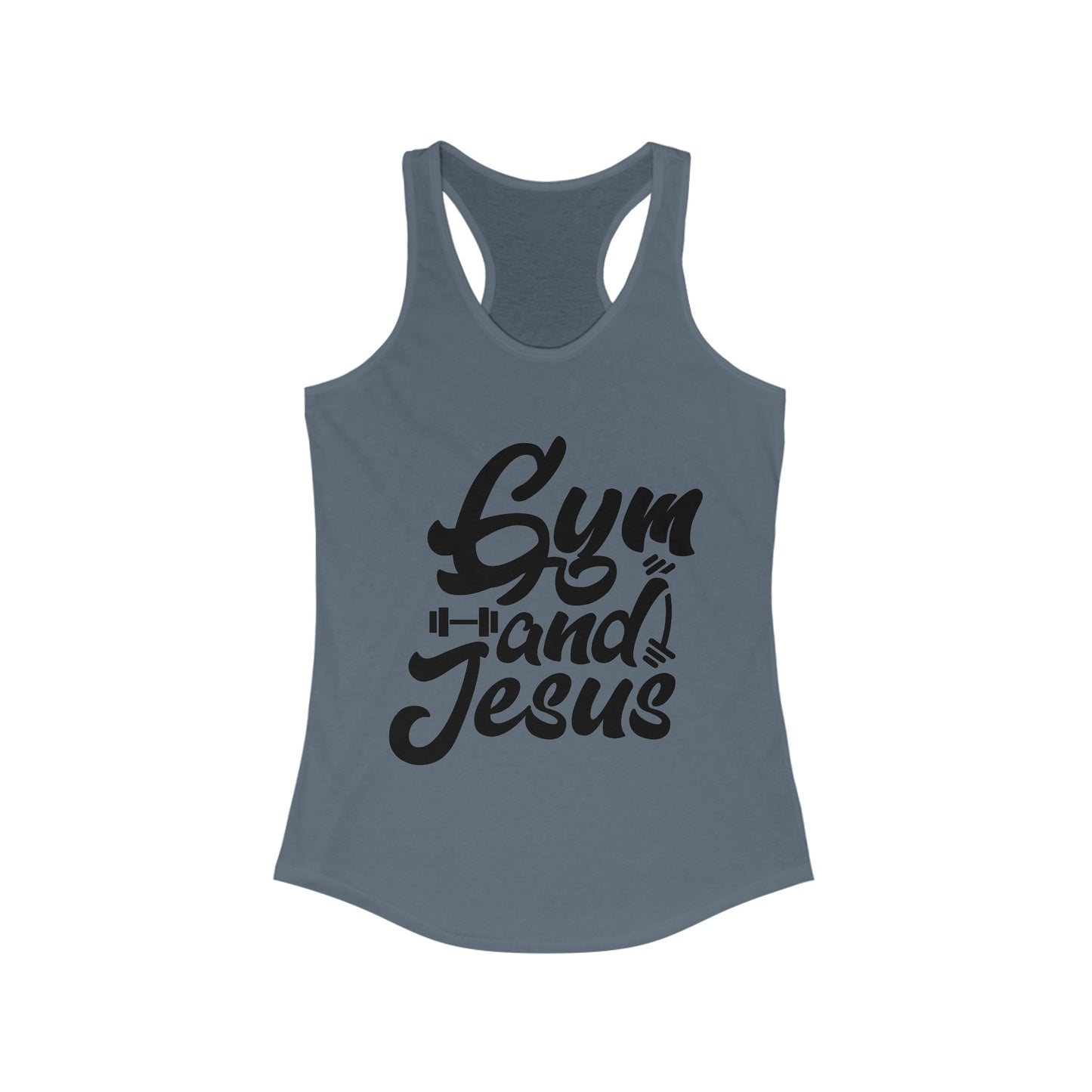 Gym and Jesus Women's Racerback Tank (Black Logo) - Sweet Baby Jeez Teez