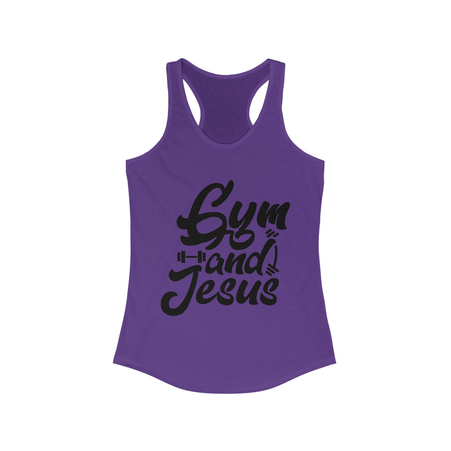 Gym and Jesus Women's Racerback Tank (Black Logo) - Sweet Baby Jeez Teez
