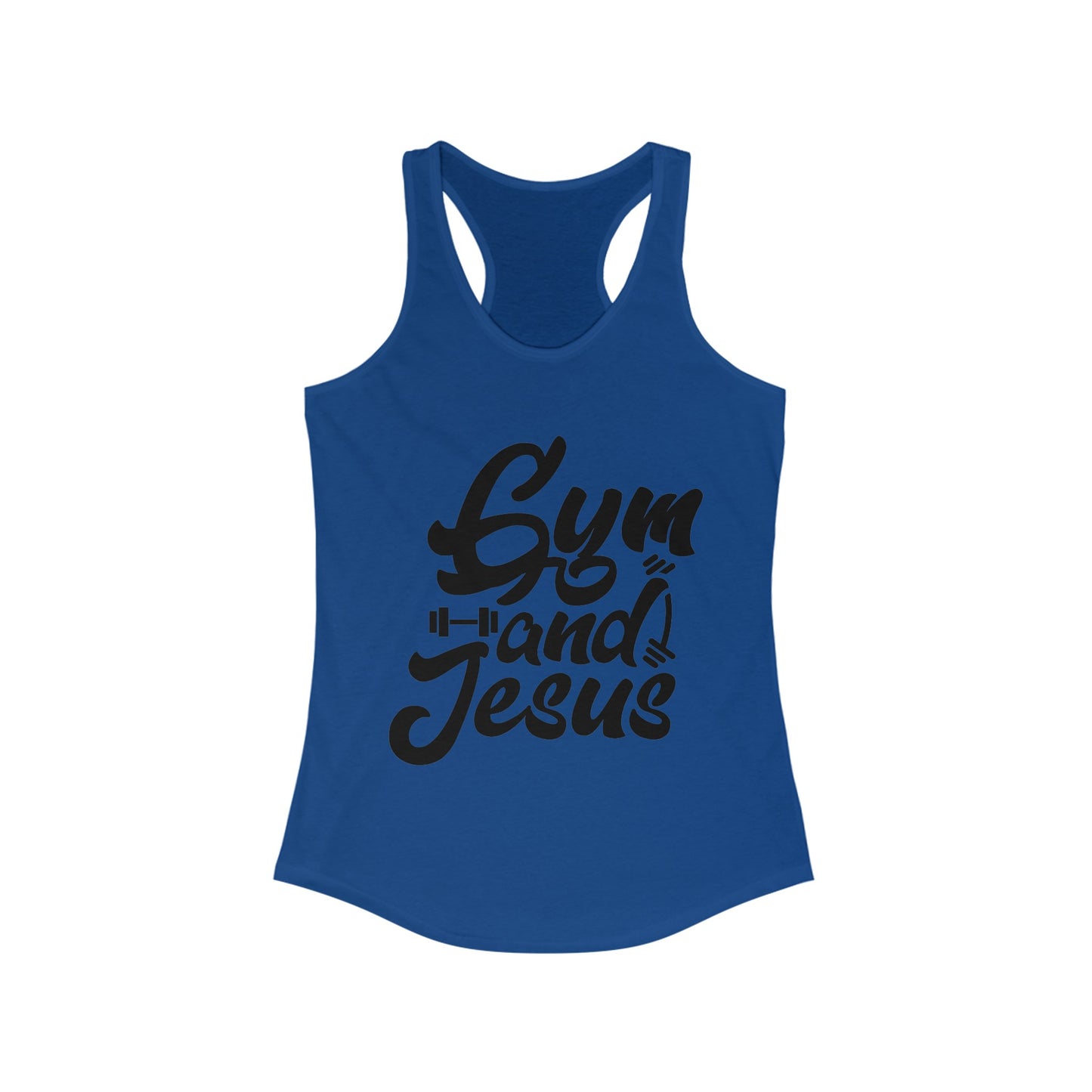 Gym and Jesus Women's Racerback Tank (Black Logo) - Sweet Baby Jeez Teez