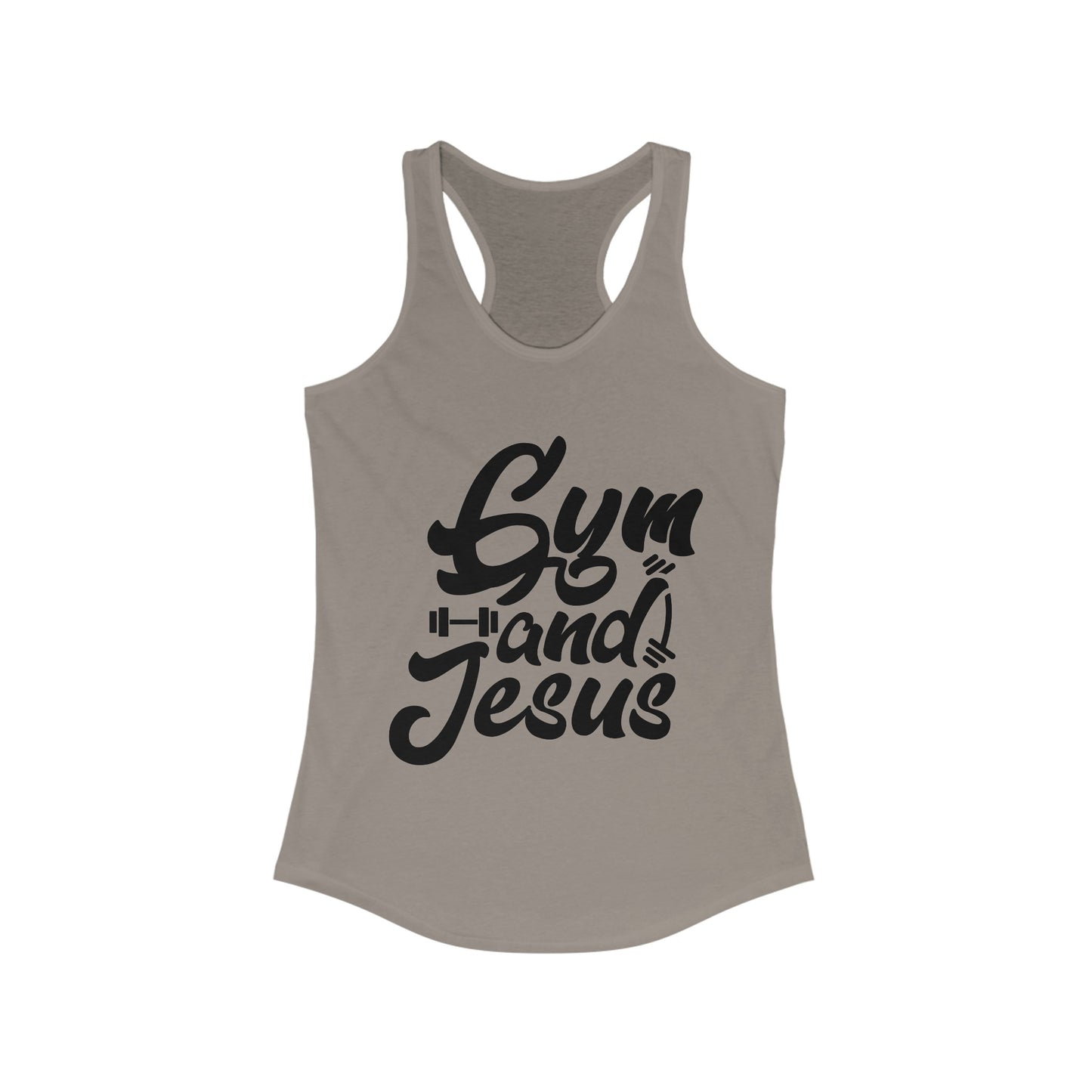 Gym and Jesus Women's Racerback Tank (Black Logo) - Sweet Baby Jeez Teez