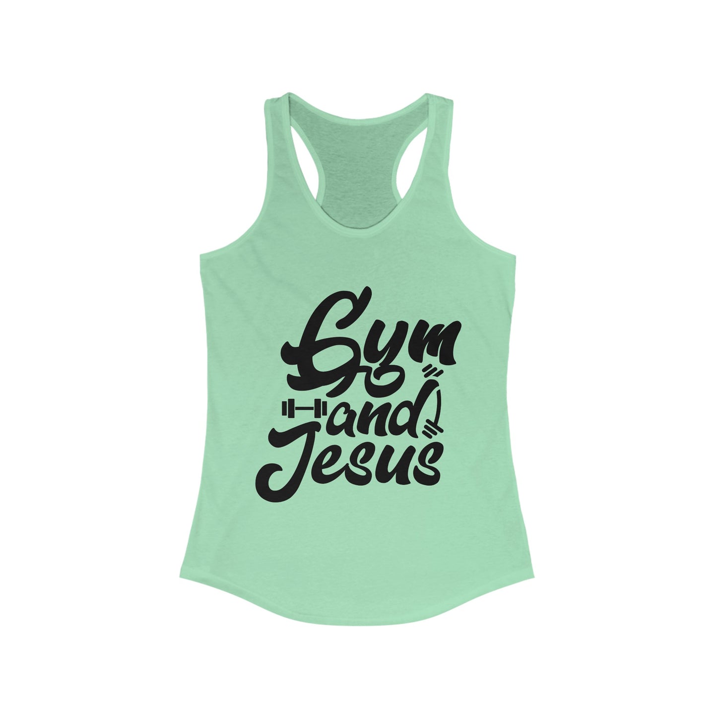 Gym and Jesus Women's Racerback Tank (Black Logo) - Sweet Baby Jeez Teez
