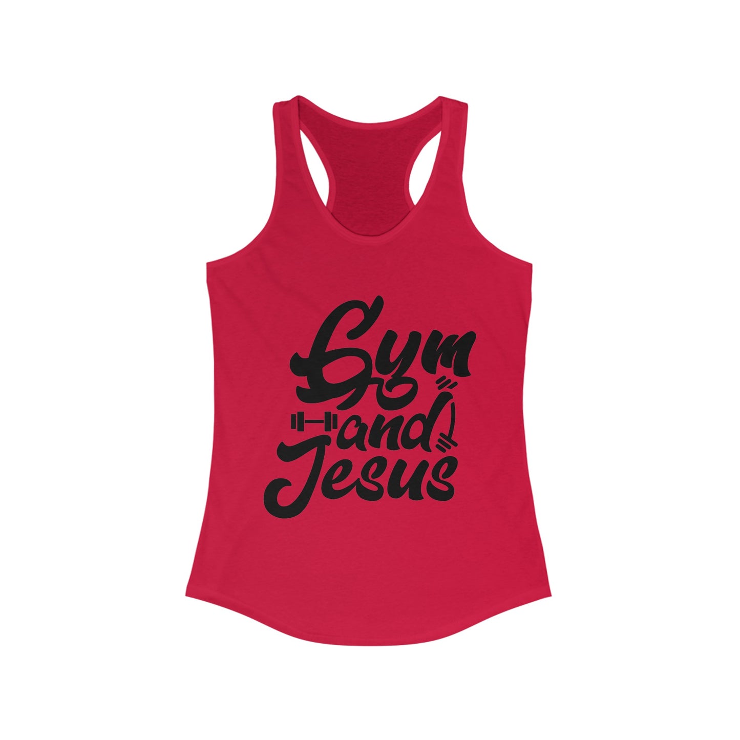 Gym and Jesus Women's Racerback Tank (Black Logo) - Sweet Baby Jeez Teez