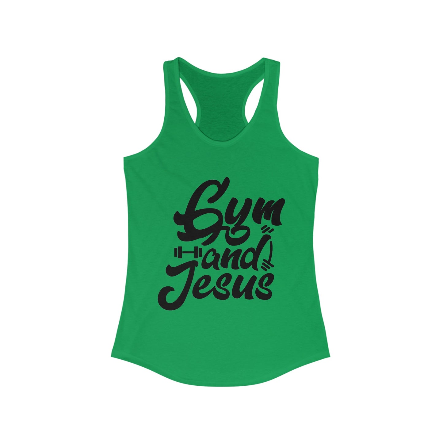 Gym and Jesus Women's Racerback Tank (Black Logo) - Sweet Baby Jeez Teez