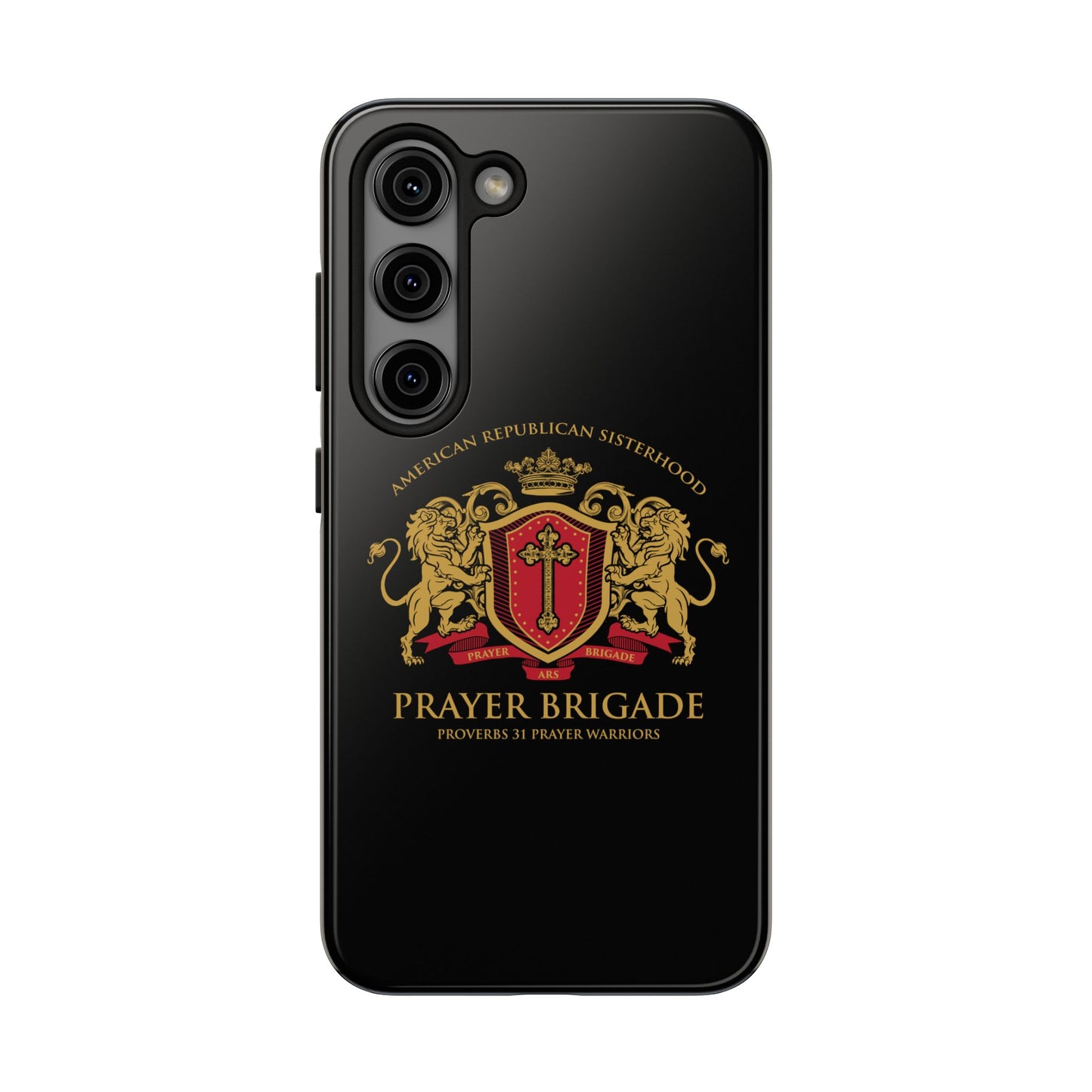 ARS Prayer Brigade Tough Phone Case (Black with Gold/Red Logo)