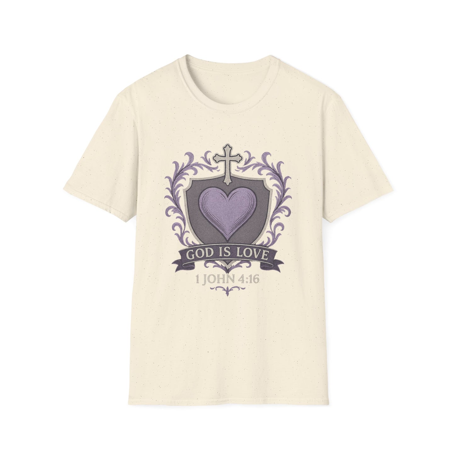 God Is Love Women's Bible Verse Inspirational Christian Tshirt (Faded Logo)
