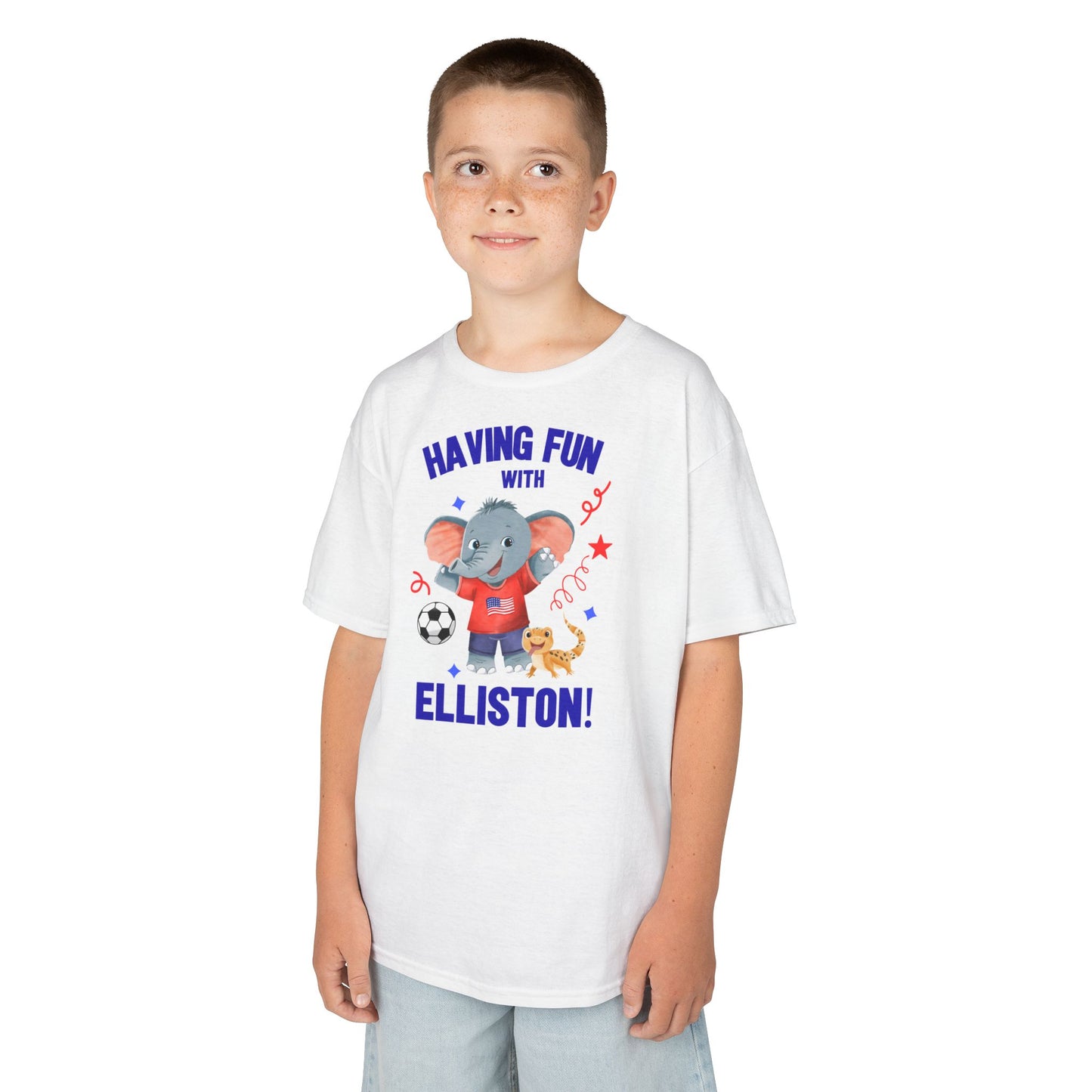 Elliston the Elephant (TM) Having fun with Elliston Kids Tshirt - Sweet Baby Jeez Teez