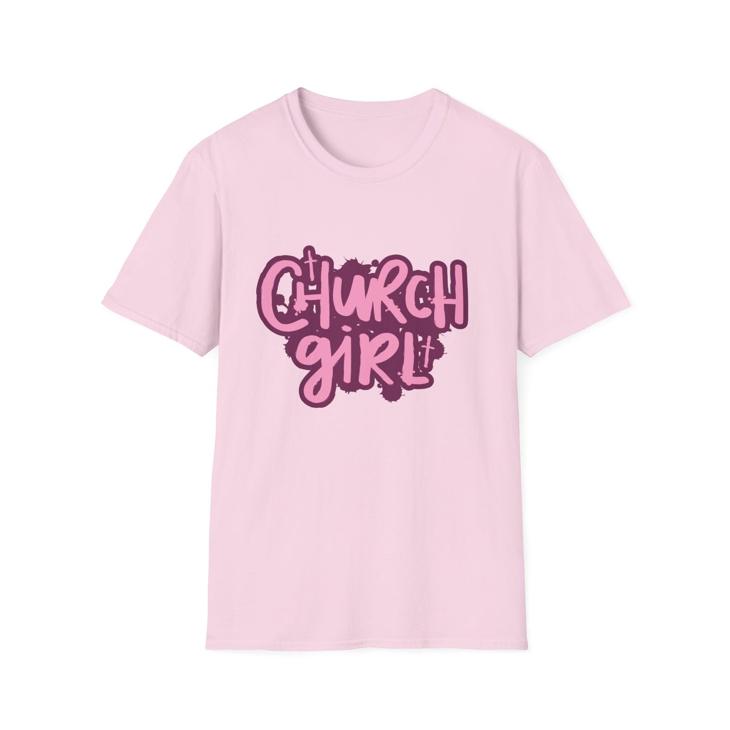 Church Girl Women's Relaxed/Fitted Tshirt (Pinks Logo) - Sweet Baby Jeez Teez
