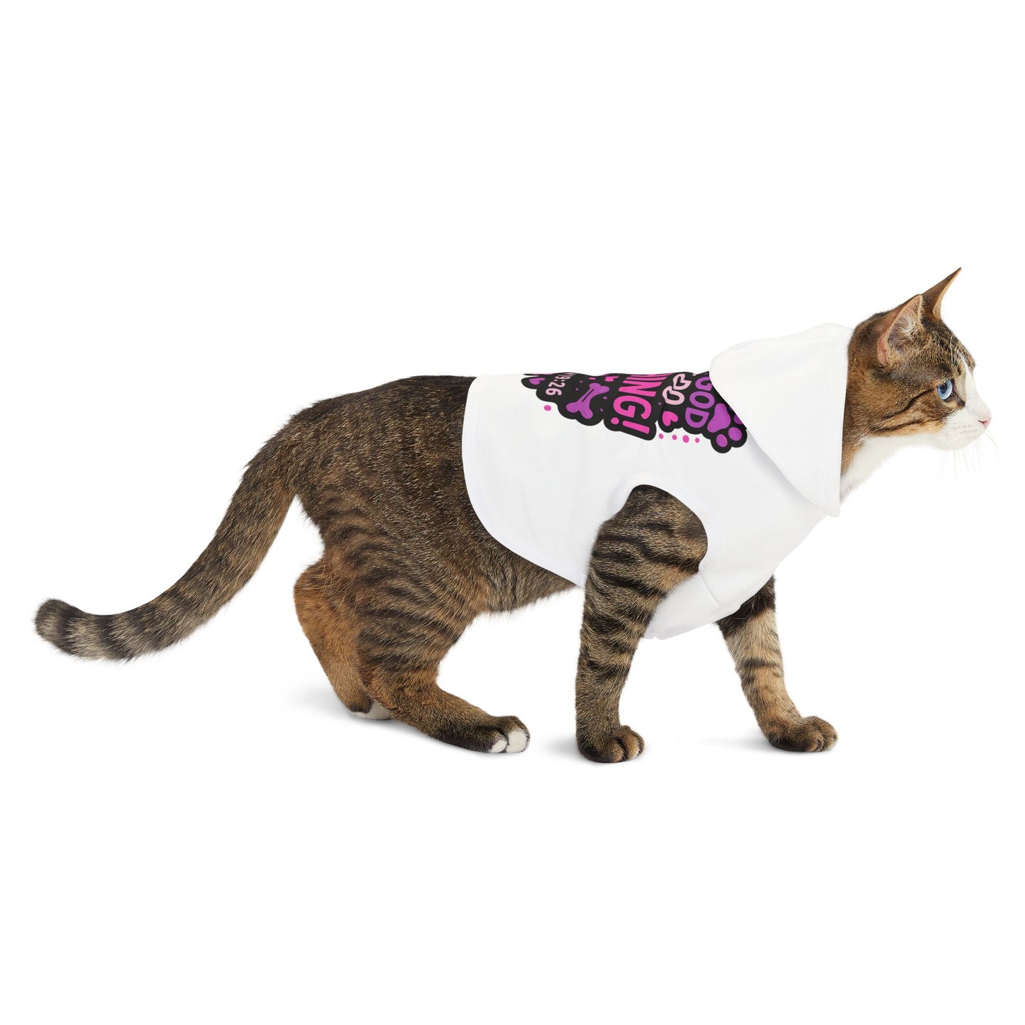 "With God" Bible Verse Adorable Pet Hoodie for Beloved Dogs and Cats (Pink/Purple)