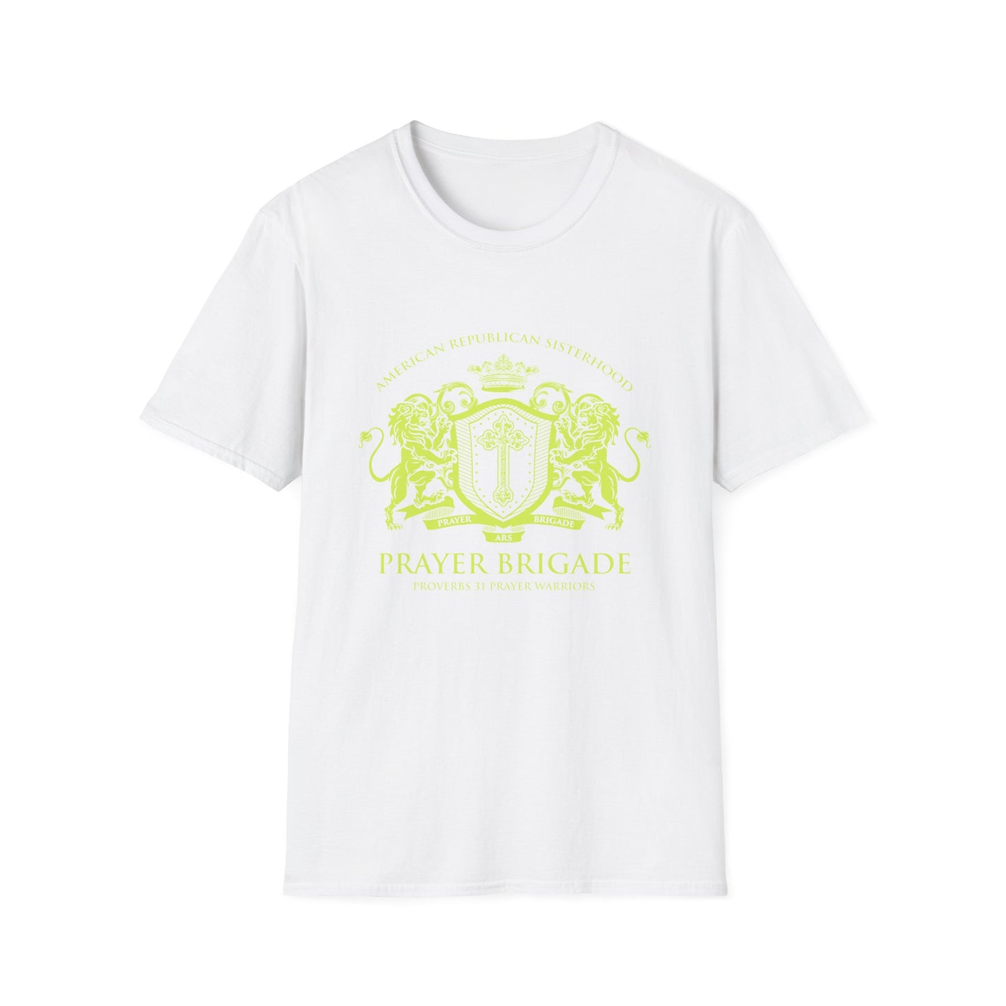 ARS Prayer Brigade Women's Relaxed/Plus Tshirt (Chartreuse Logo)